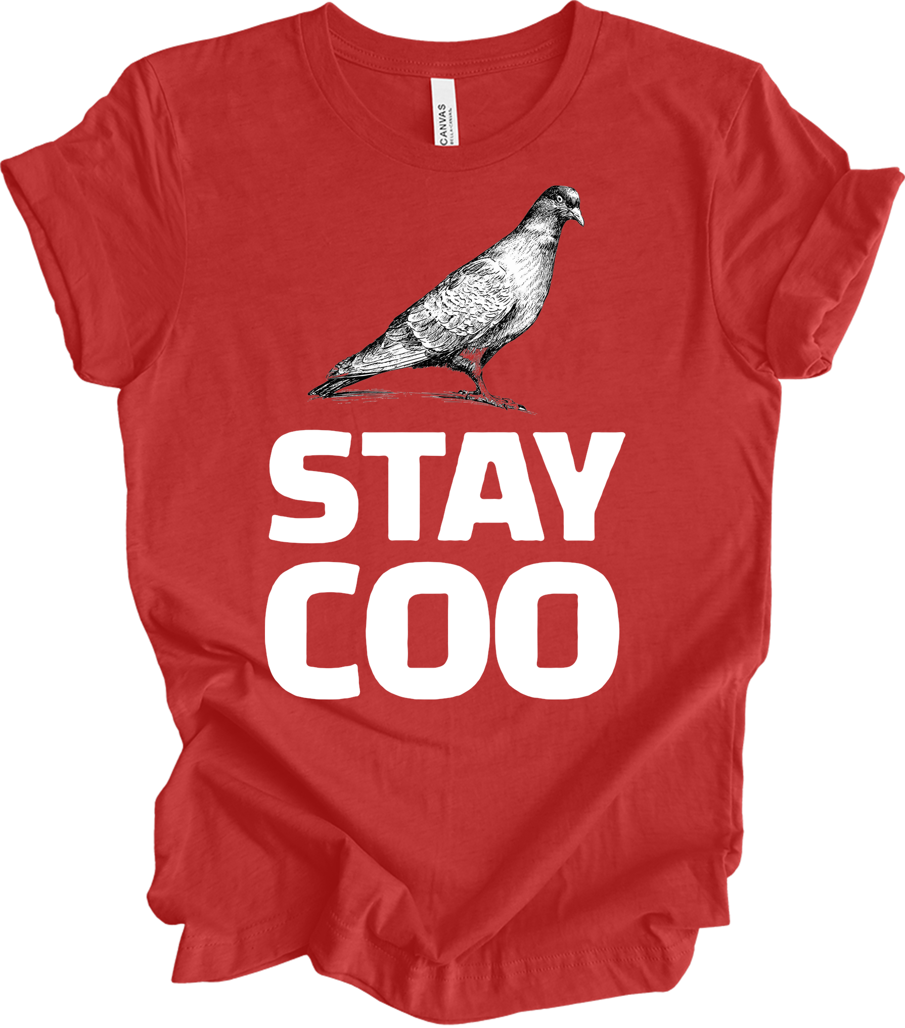 Stay Coo Pigeon - Vintage Style T-Shirt in Heather Red