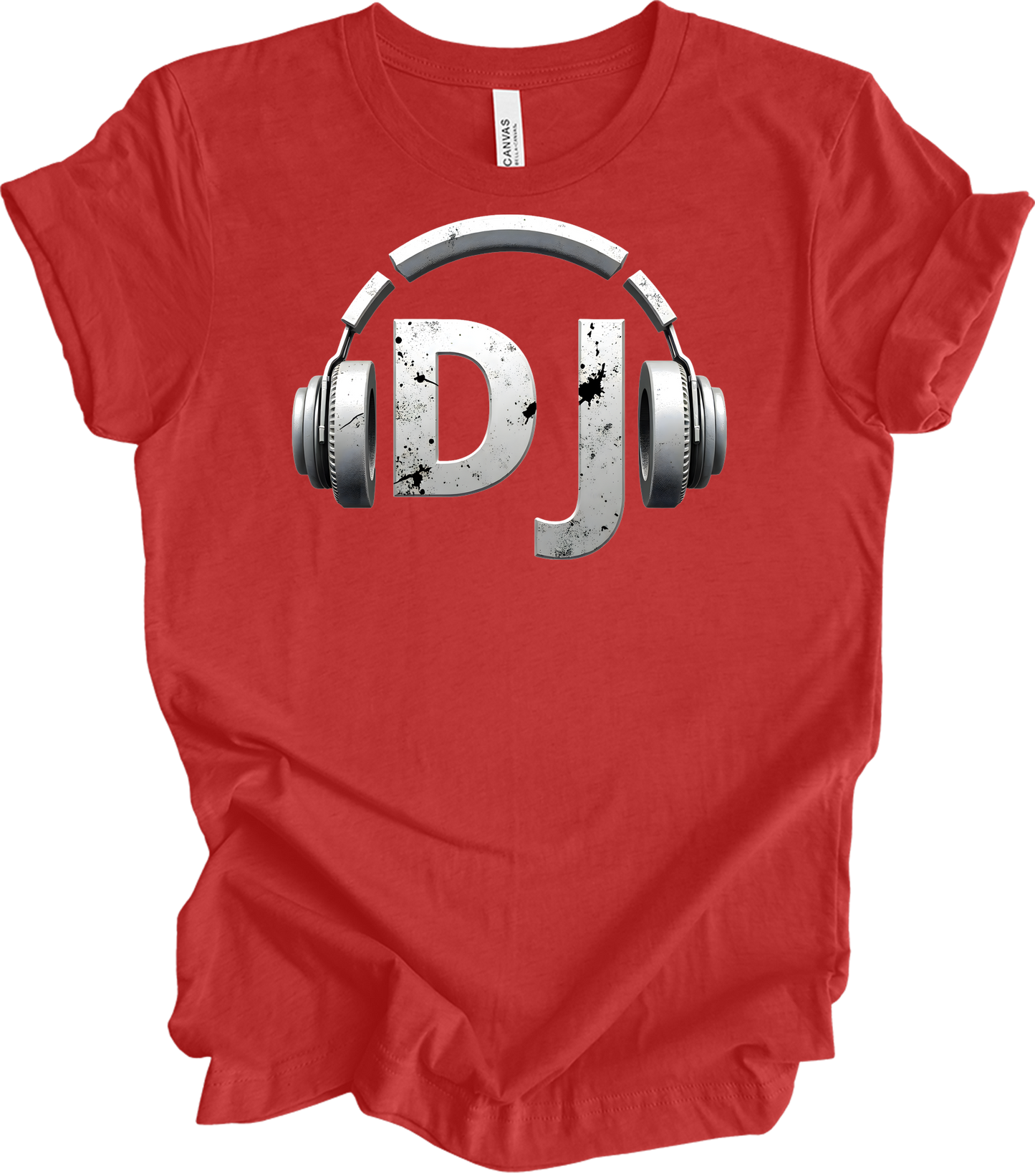 DJ Headphones for Music Fans T-Shirt in Heather Red