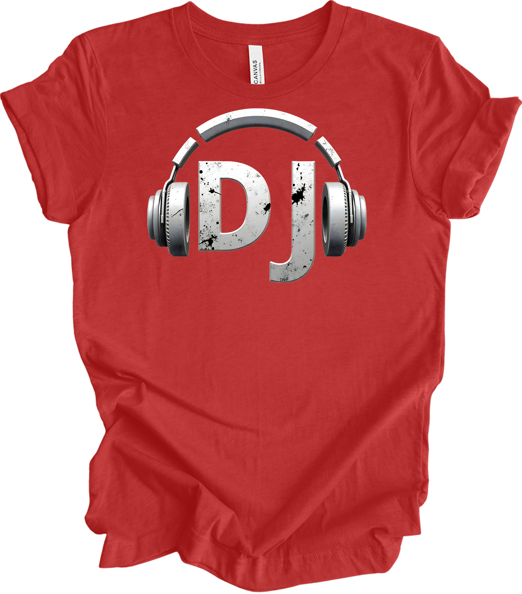DJ Headphones for Music Fans T-Shirt in Heather Red
