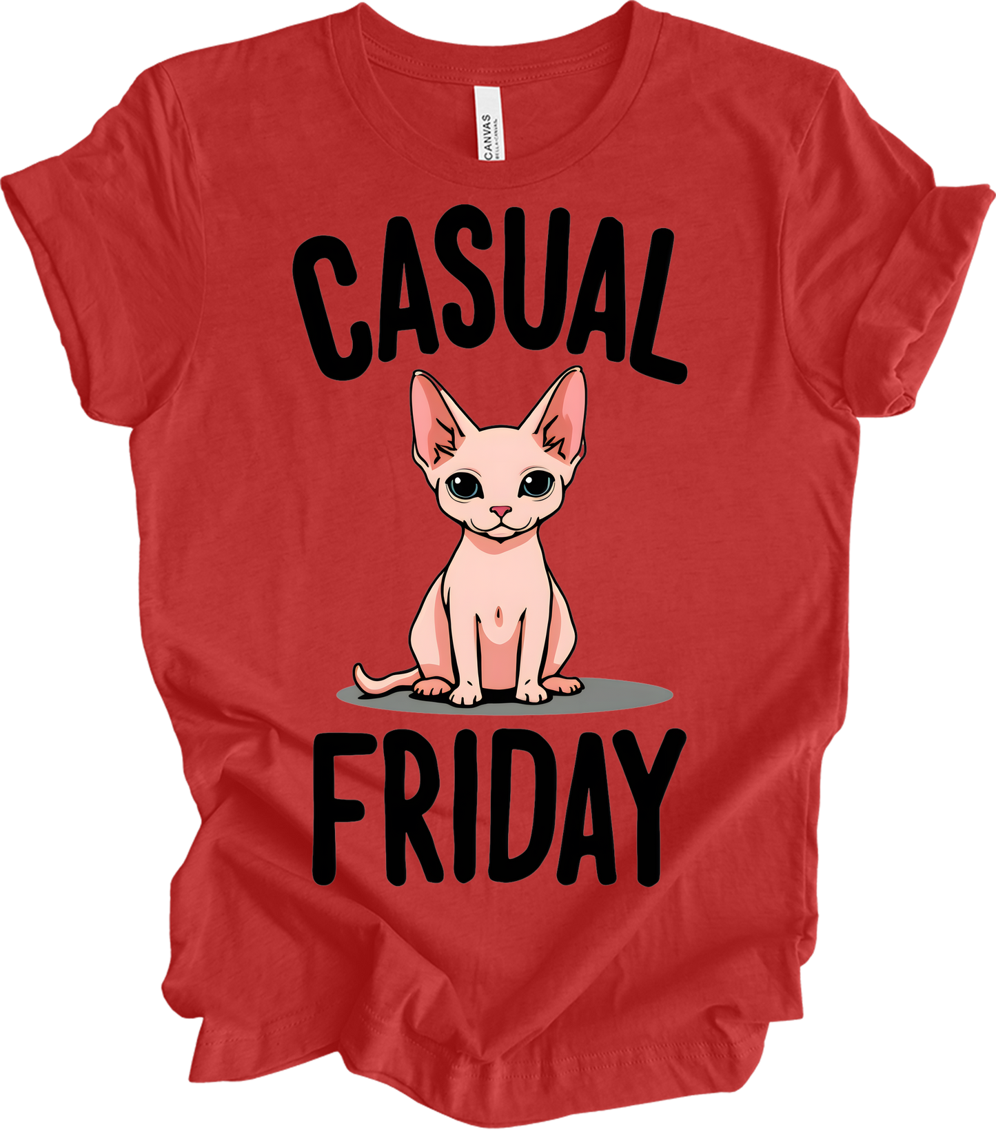 Casual Friday Hairless Cat T-Shirt in Heather Red