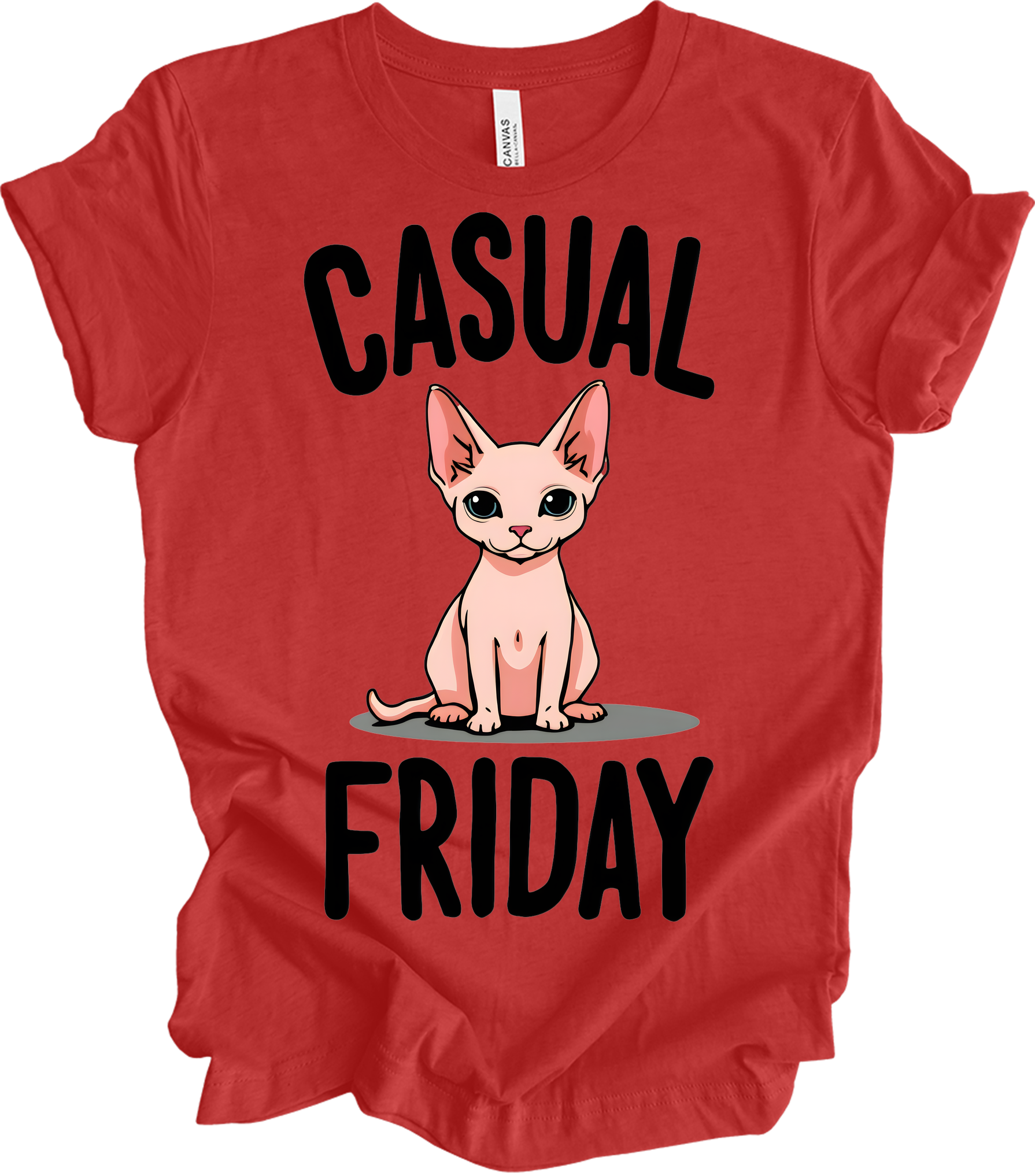 Casual Friday Hairless Cat T-Shirt in Heather Red