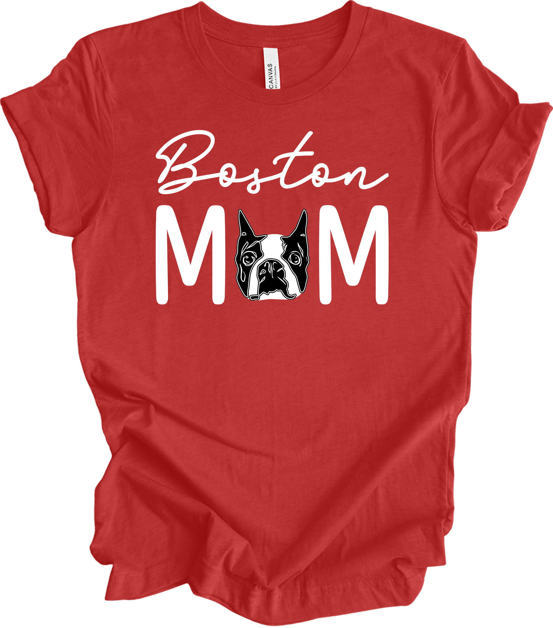 Boston Terrier Mom - Cute Gift T-Shirt in Heather Red