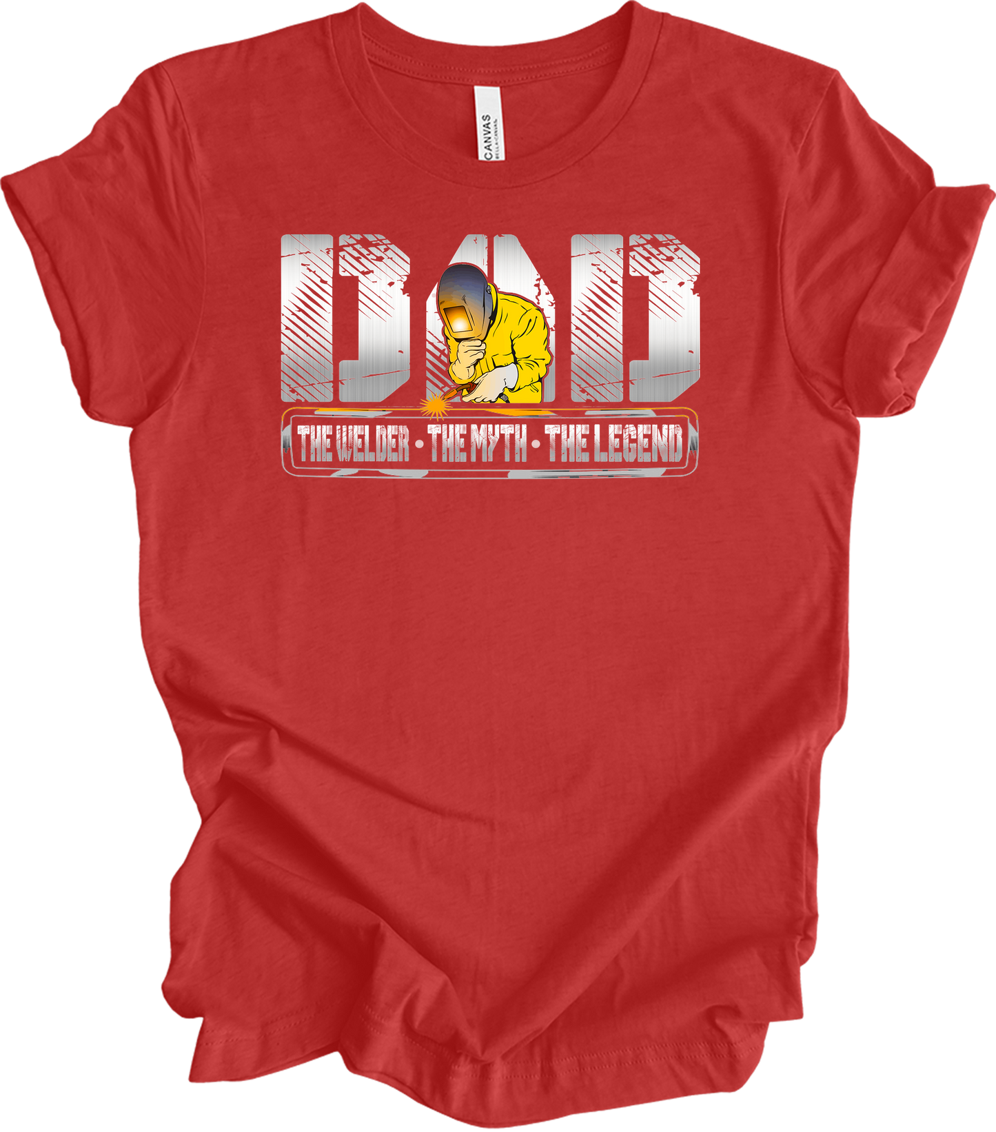 Welder Dad: The Myth, The Legend T-Shirt in Heather Red