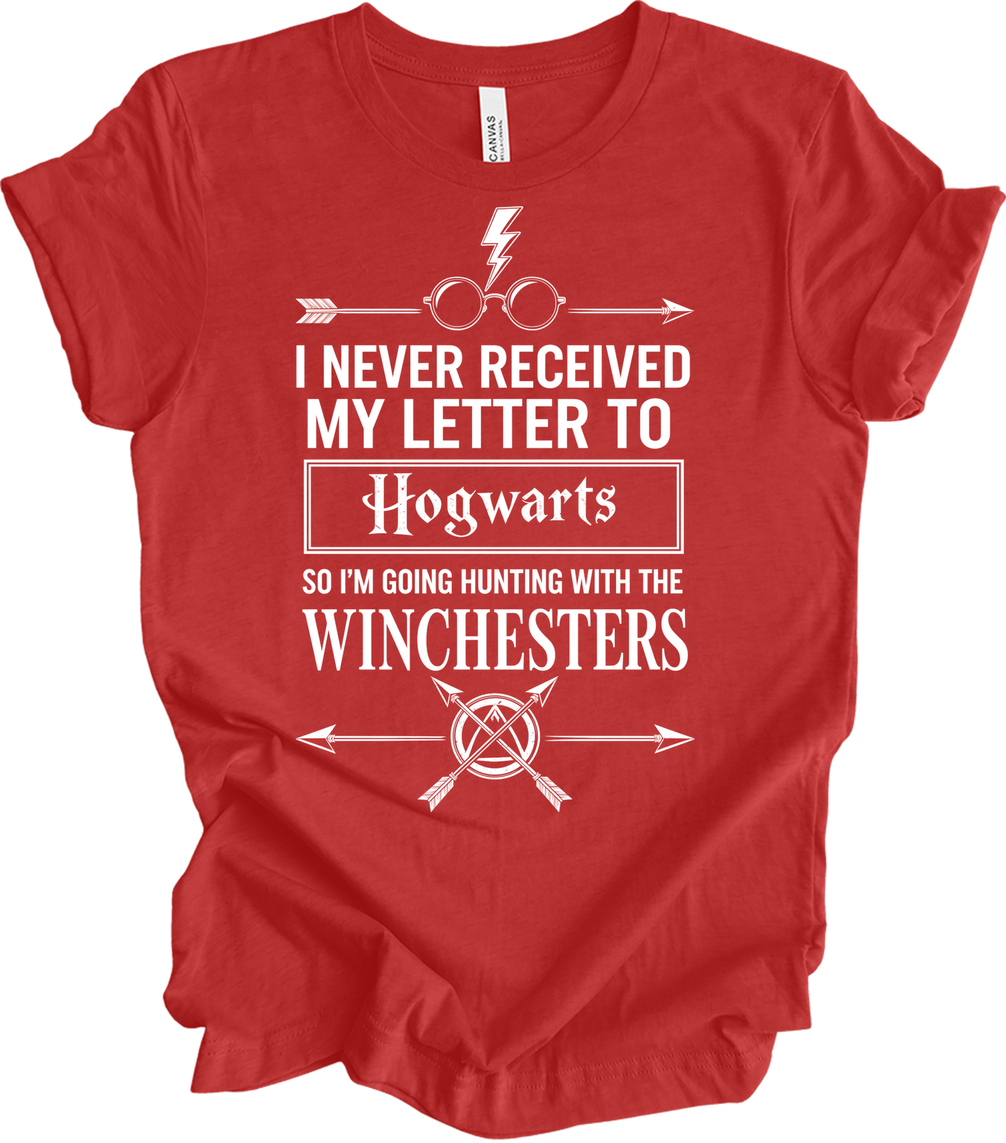 Hogwarts Letter & Winchesters T-Shirt in Heather Red