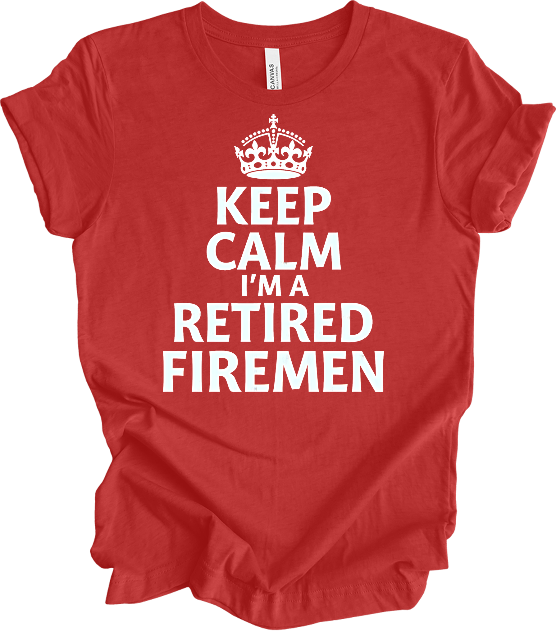 Keep Calm Retired Fireman T-Shirt in Heather Red