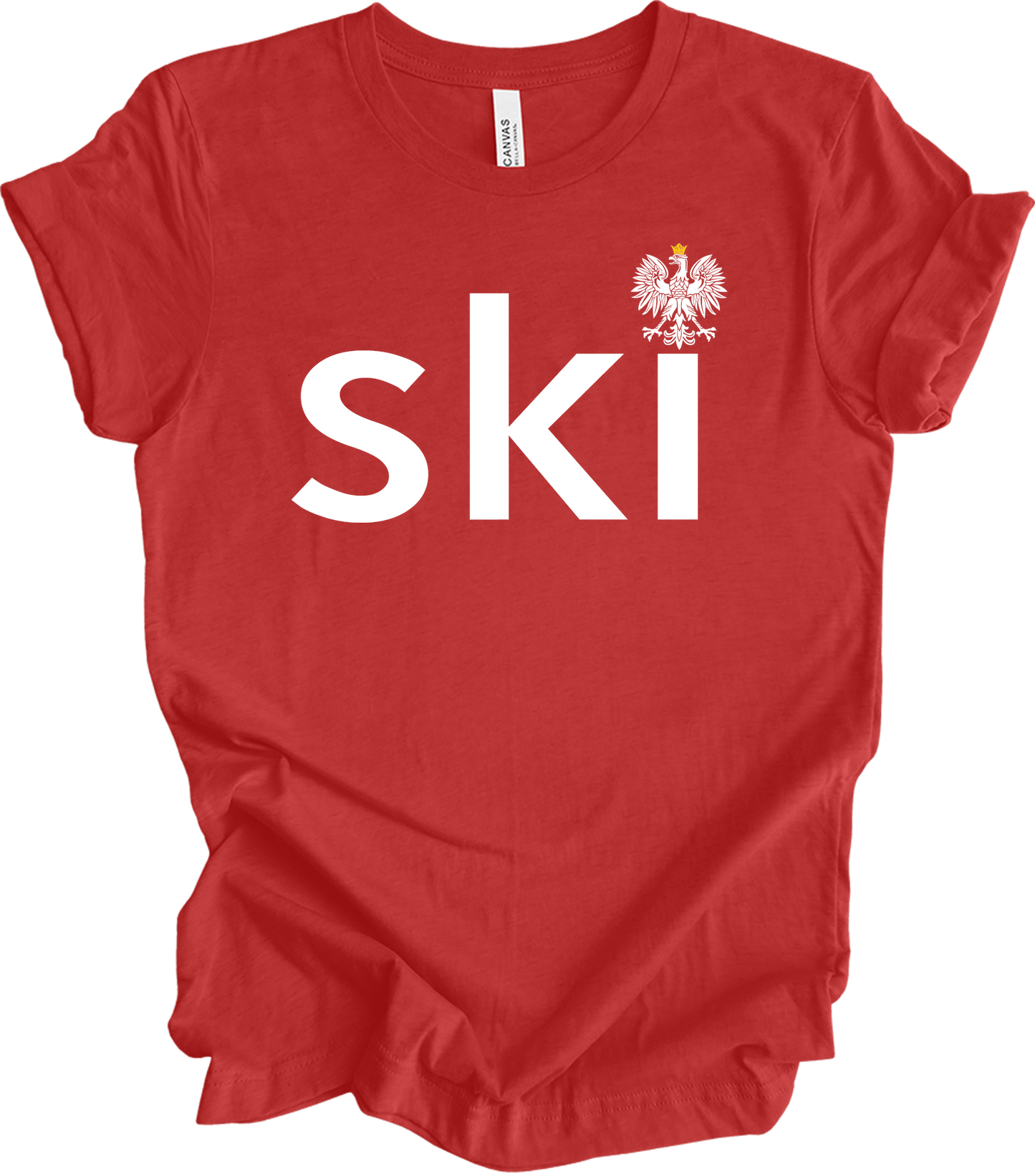 Ski Polish Surname - Polish Eagle Heritage T-Shirt in Heather Red