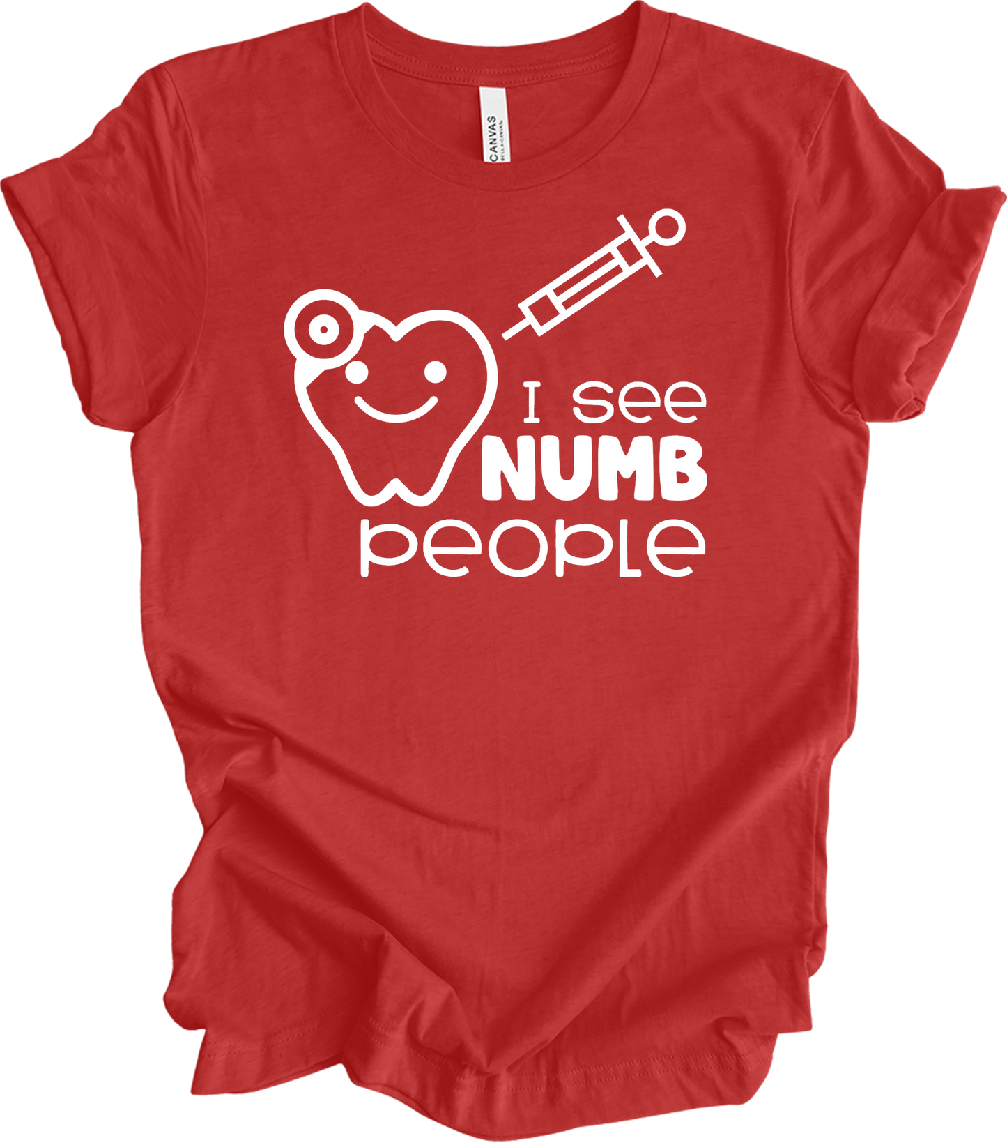 I See Numb People - Funny Dental Hygiene T-Shirt in Heather Red