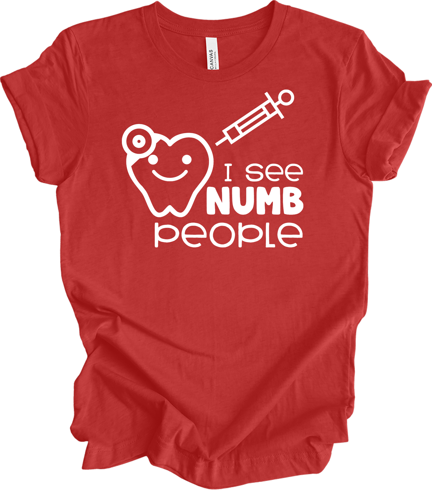 I See Numb People - Funny Dental Hygiene T-Shirt in Heather Red