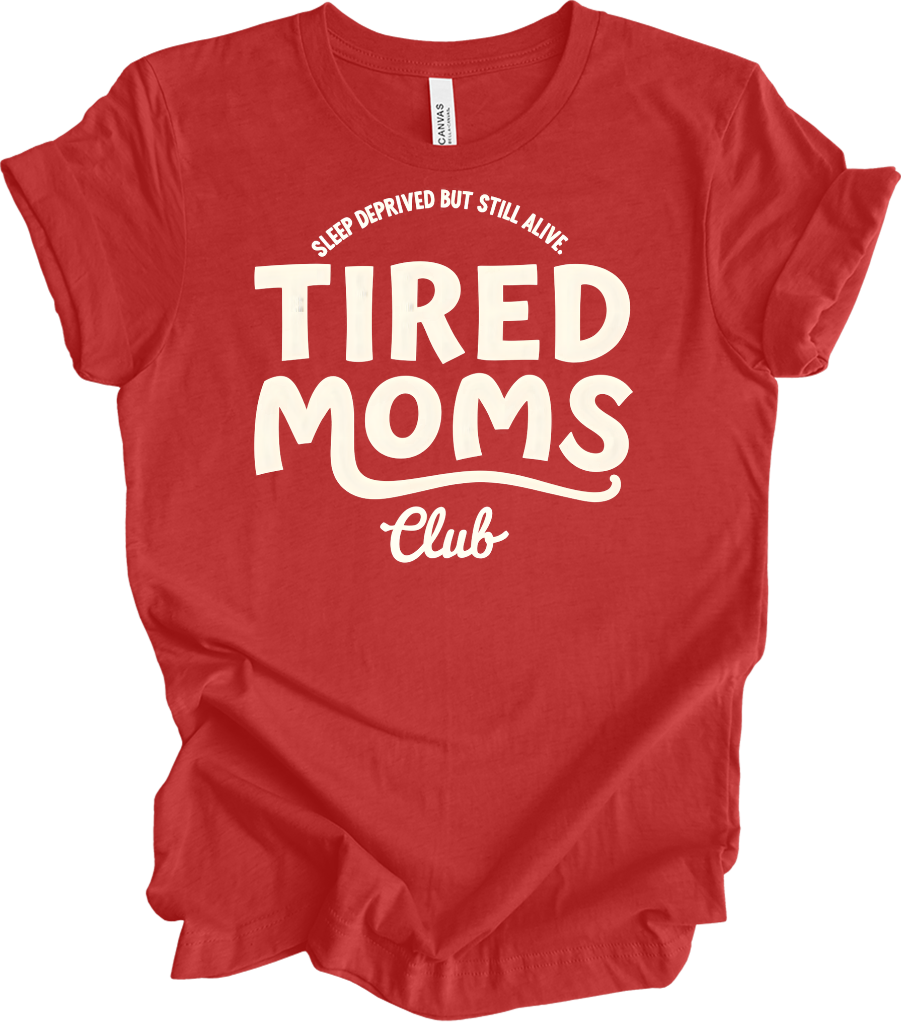 Tired Moms Club - Funny Mom T-Shirt in Heather Red