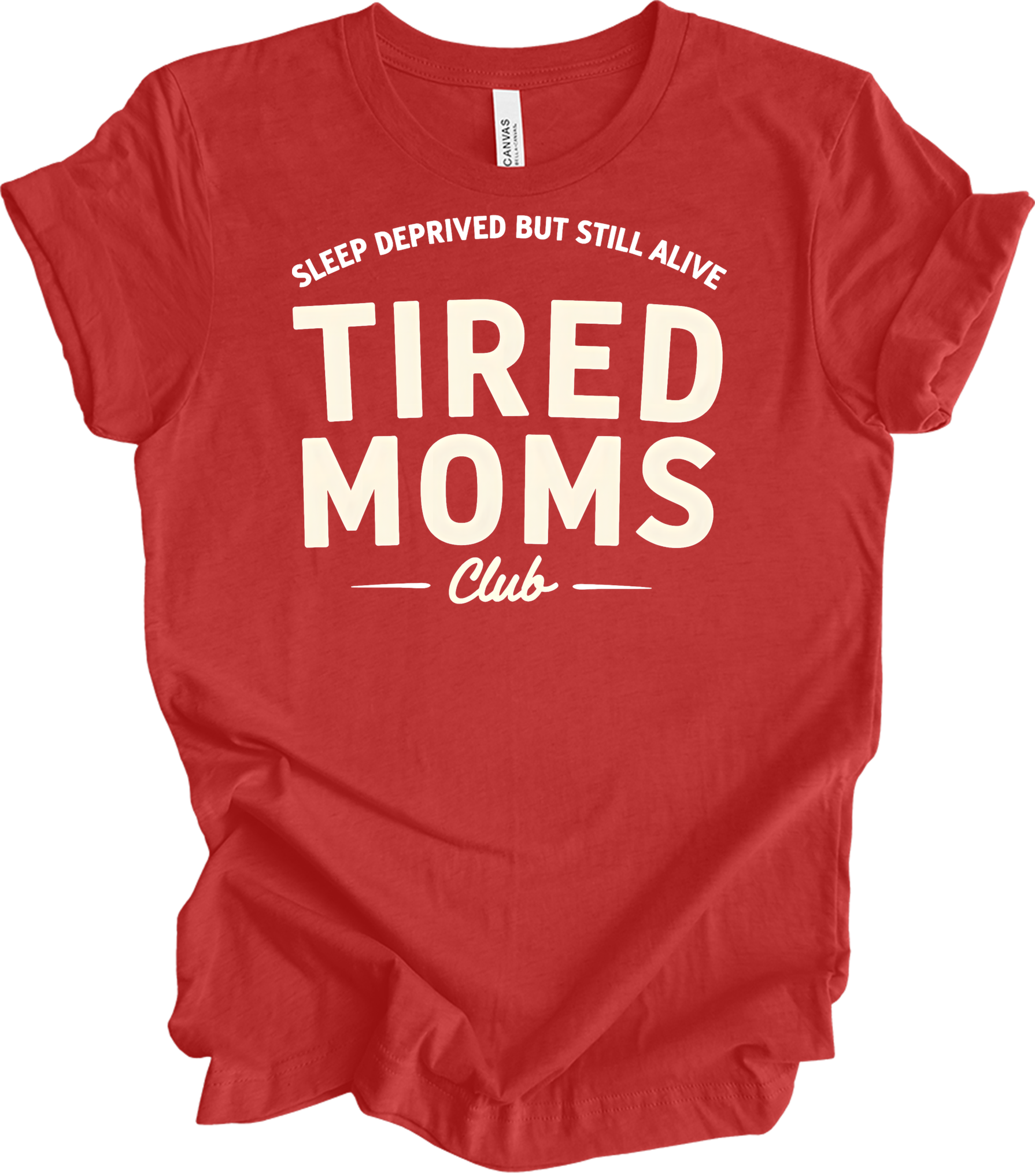 Tired Moms Club - Funny Mom T-Shirt in Heather Red