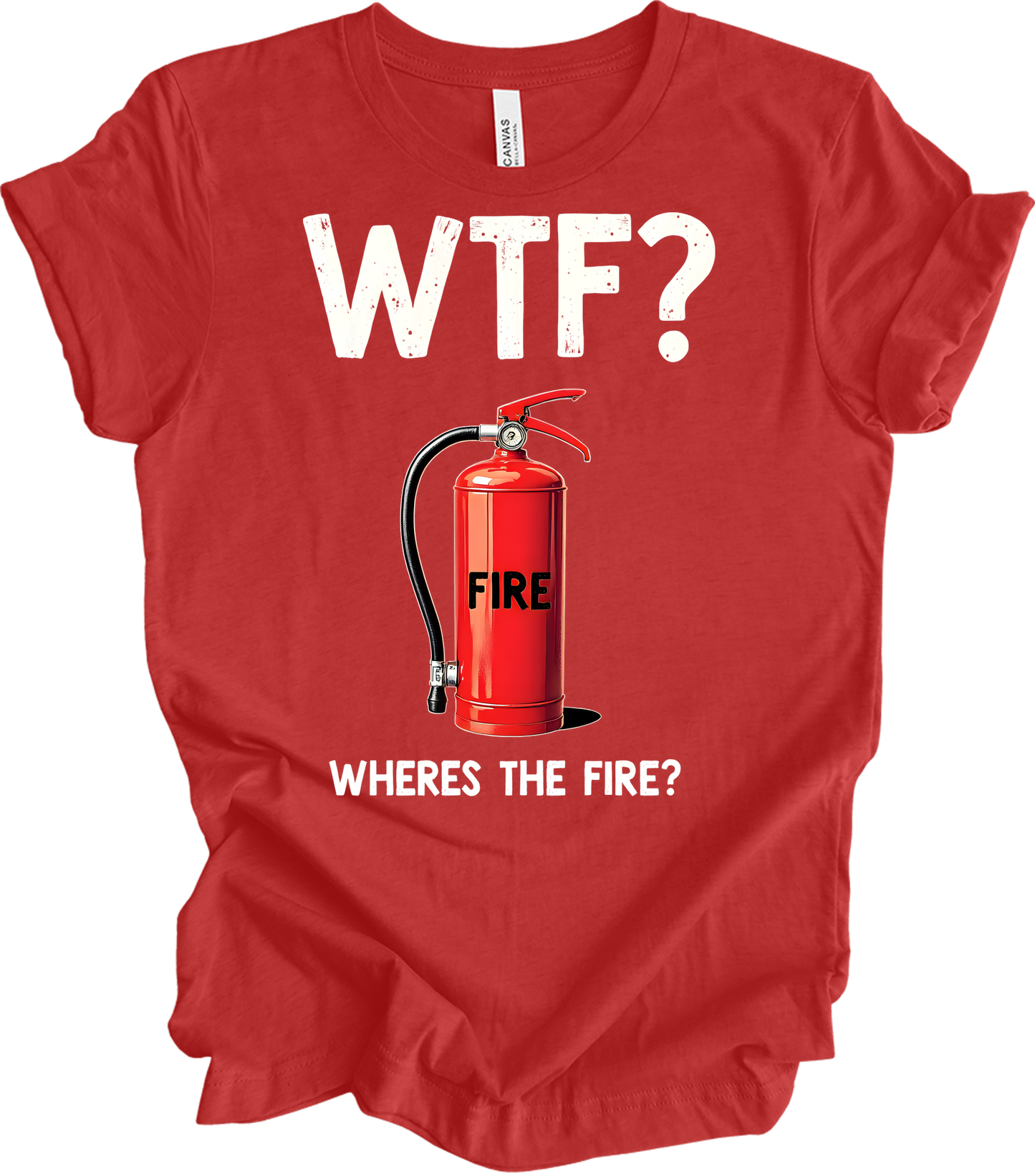 WTF? Fire Extinguisher T-Shirt in Heather Red
