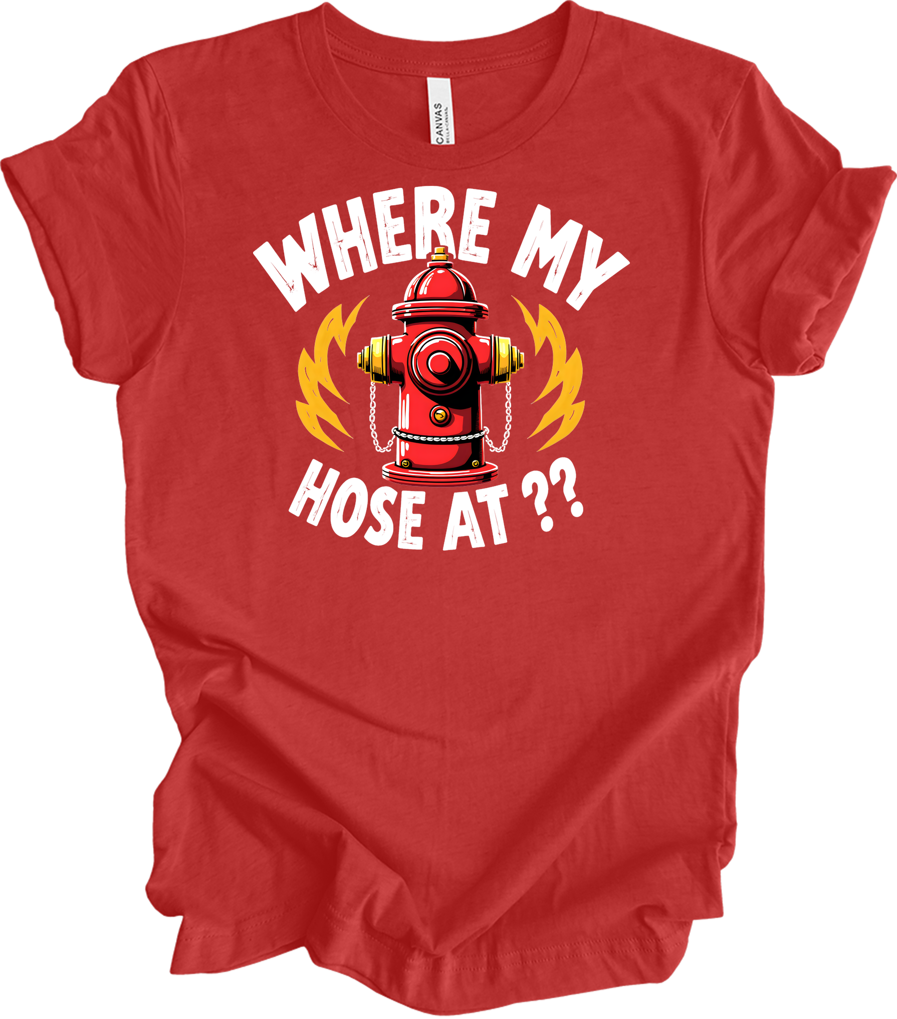 Where My Hose At? Firefighter T-Shirt in Heather Red