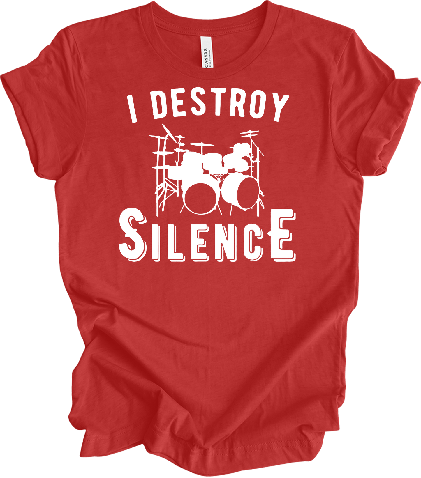 I Destroy Silence Drummer T-Shirt in Heather Red