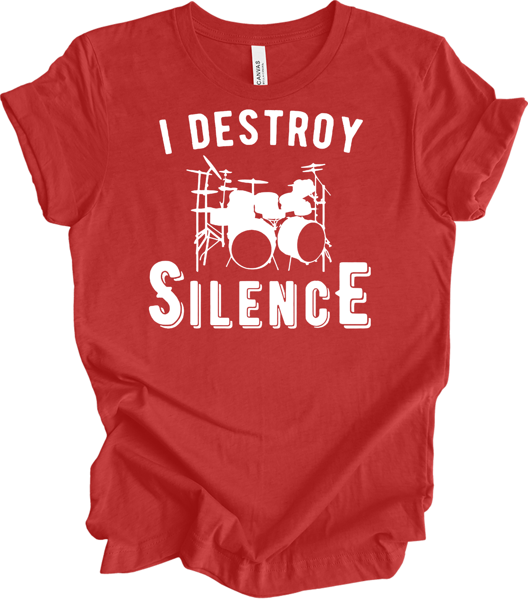 I Destroy Silence Drummer T-Shirt in Heather Red