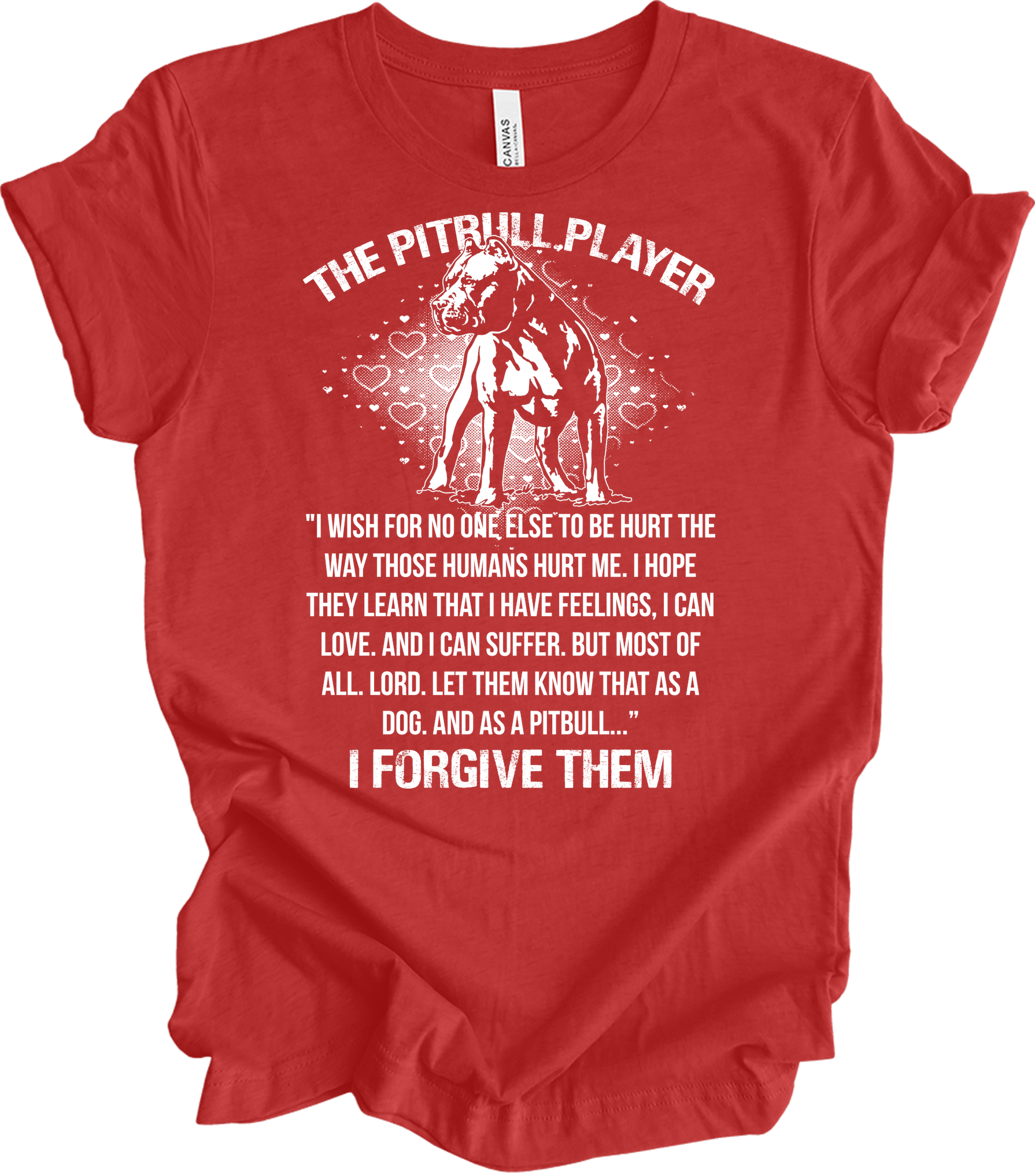 The Pitbull Player - Forgive Them T-Shirt in Heather Red