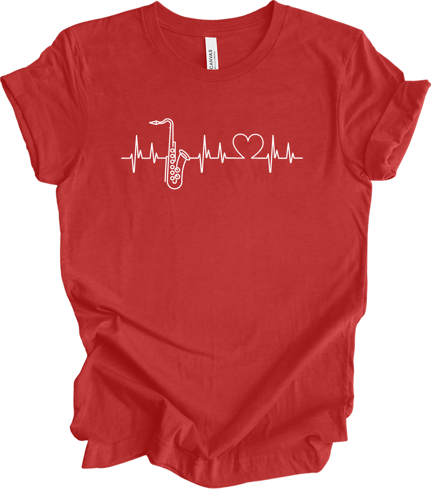 Saxophone Heartbeat T-Shirt in Heather Red