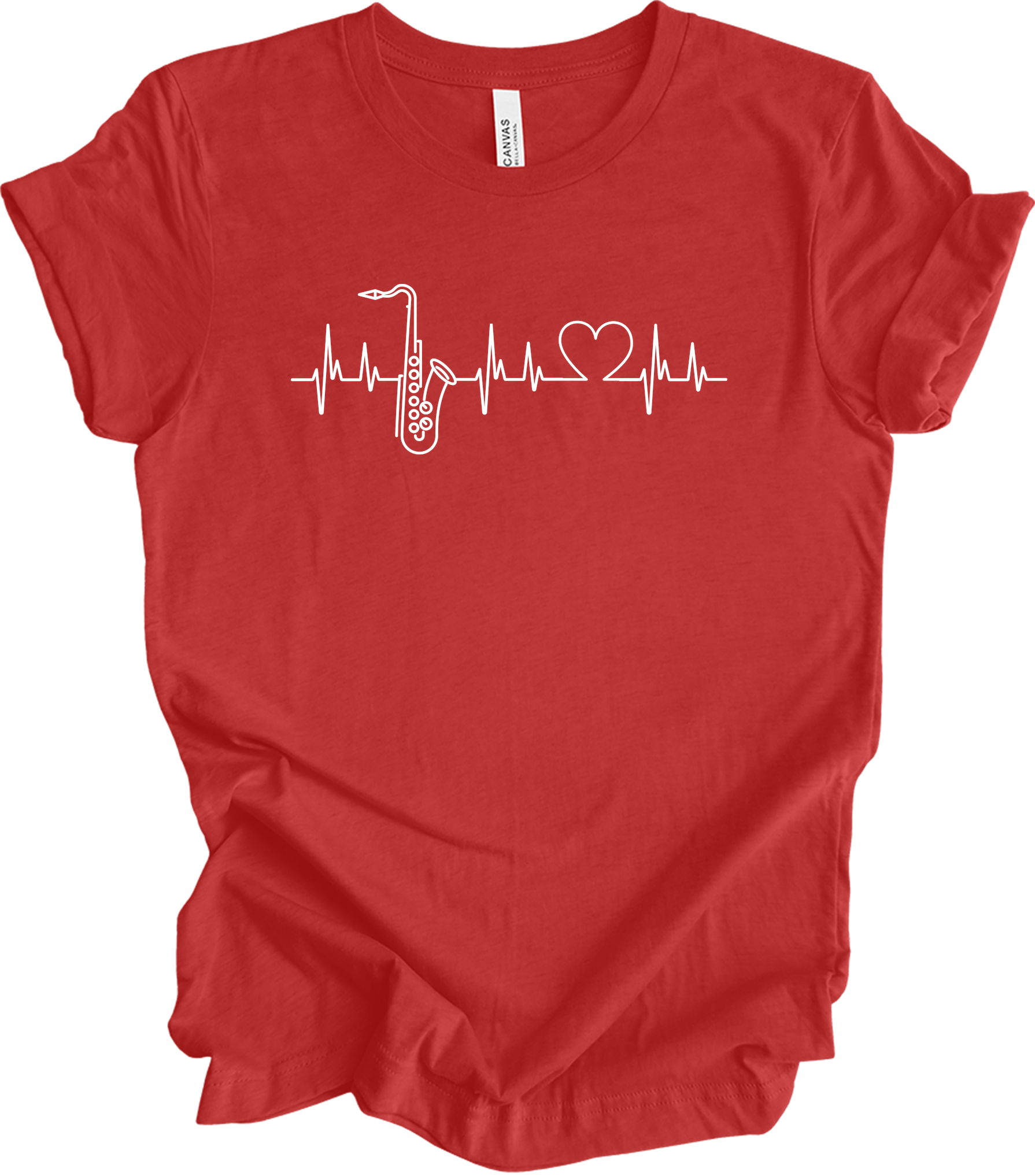 Saxophone Heartbeat T-Shirt in Heather Red