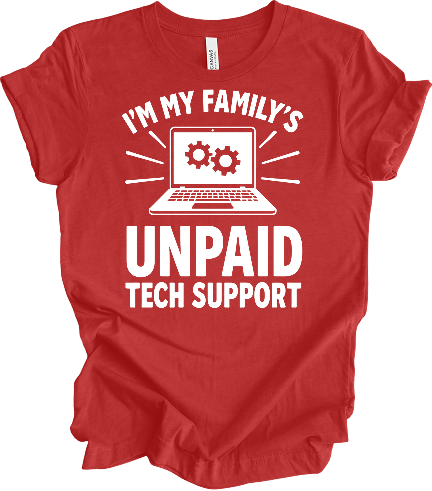 Unpaid Tech Support T-Shirt in Heather Red