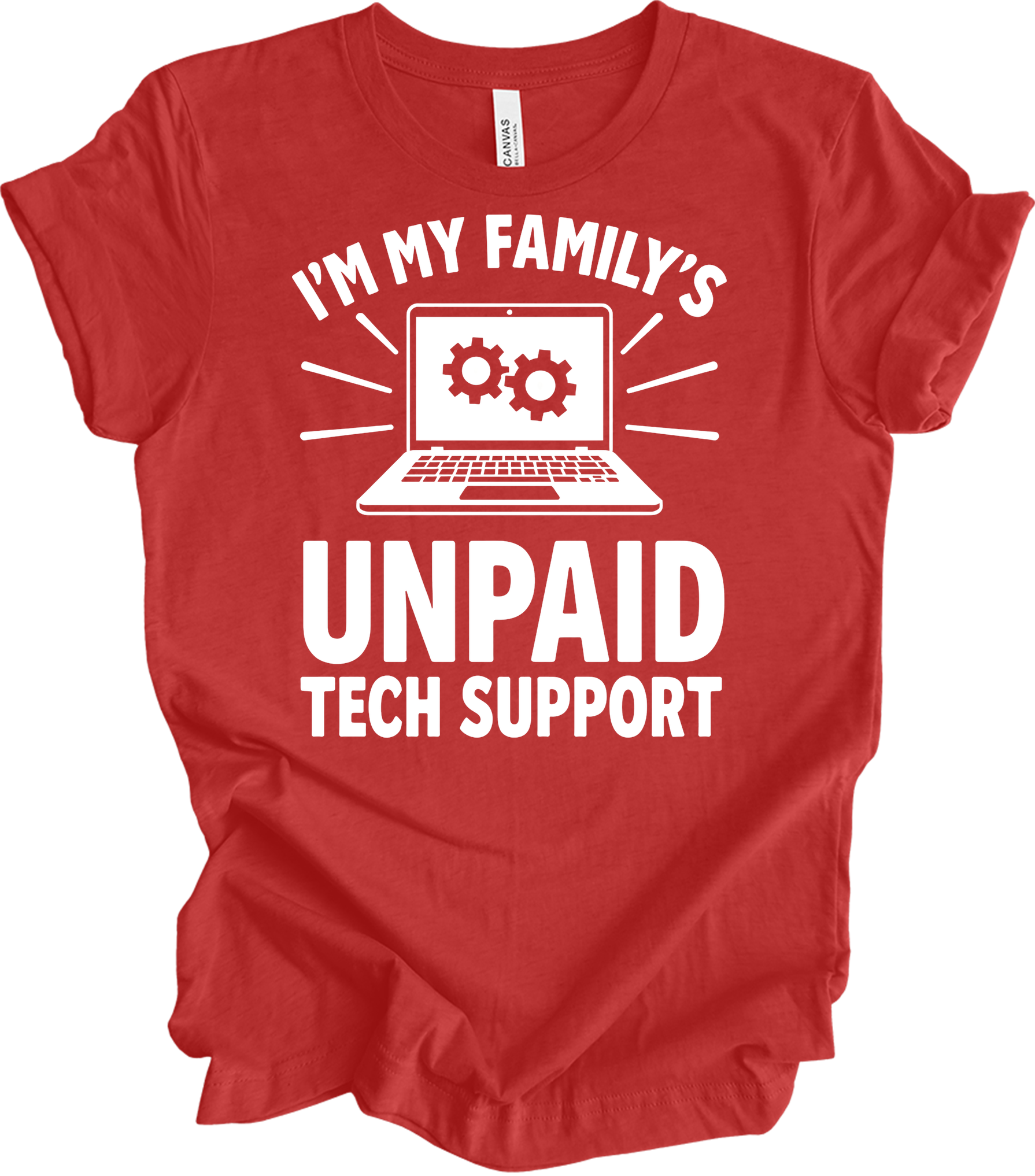 Unpaid Tech Support T-Shirt in Heather Red