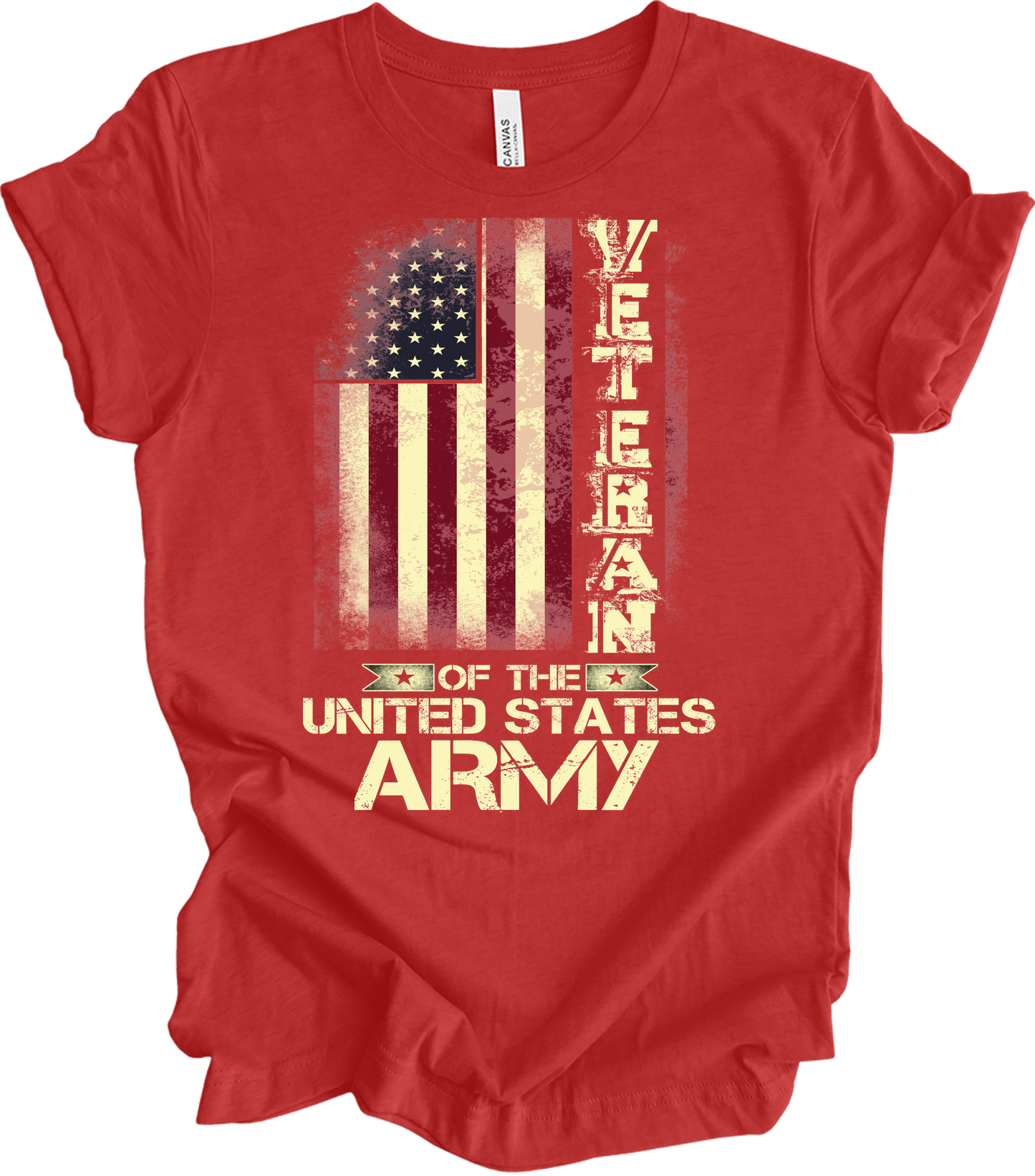 US Army Veteran Flag T-Shirt in Heather Red