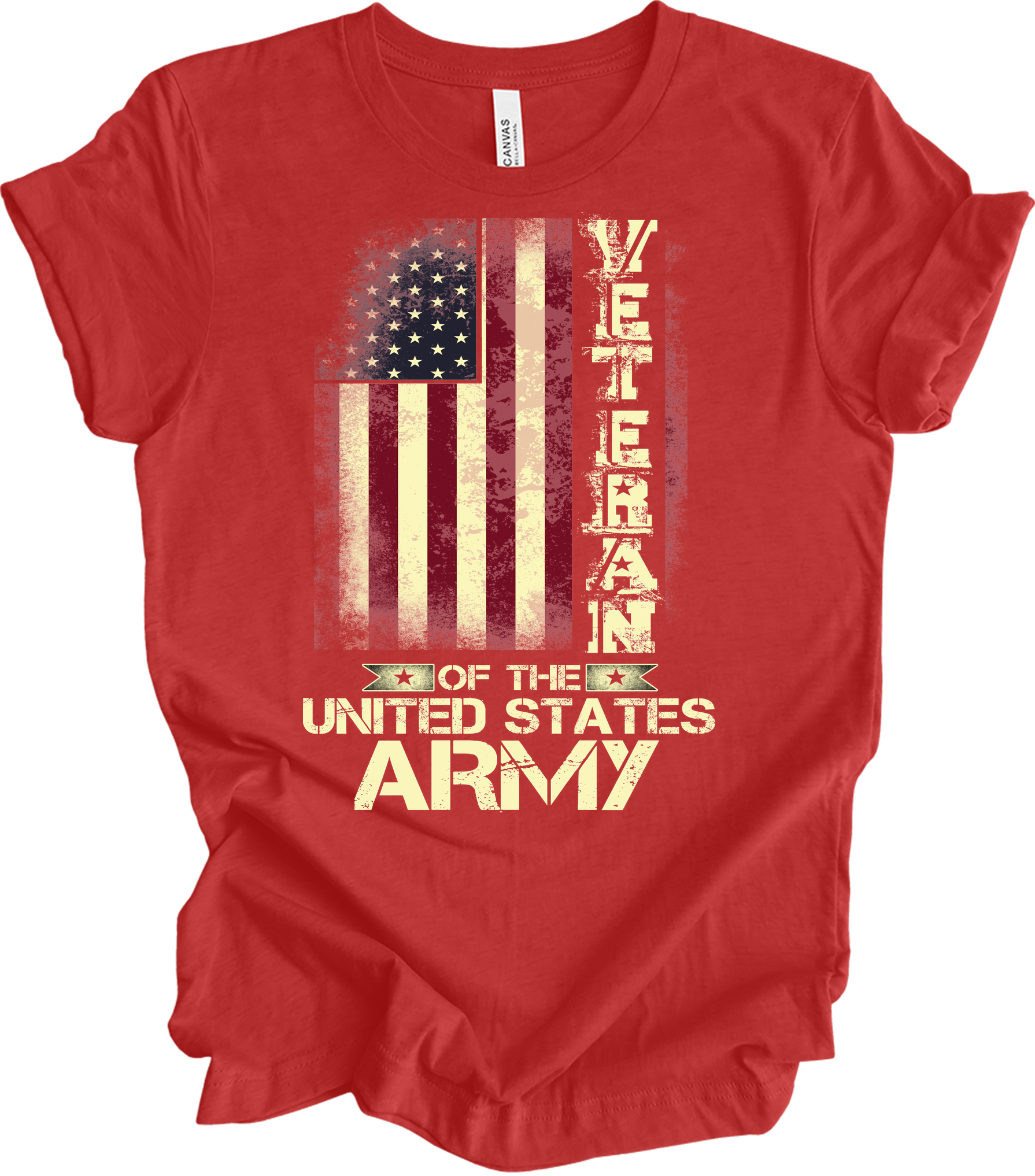 US Army Veteran Flag T-Shirt in Heather Red