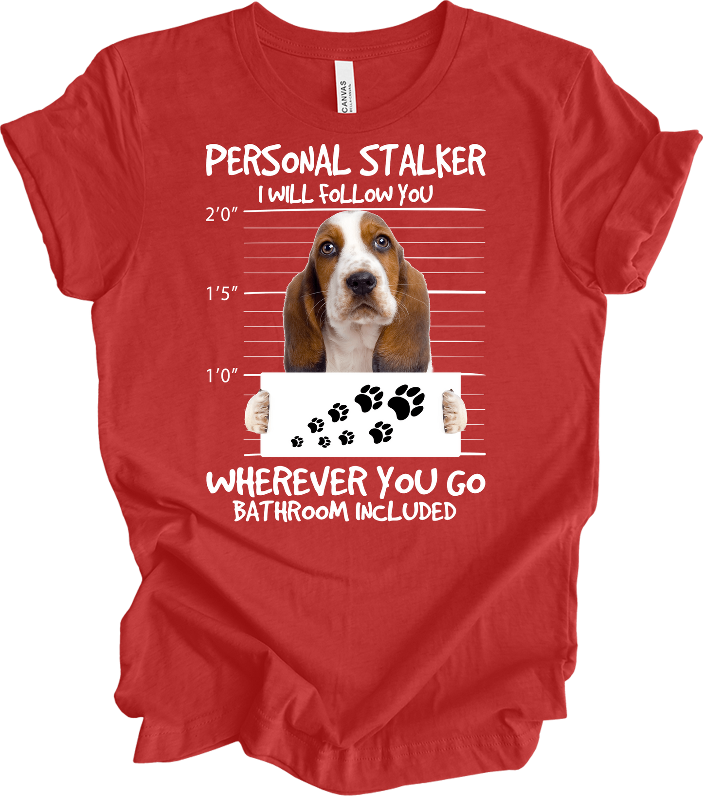 Basset Hound Stalker T-Shirt in Heather Red