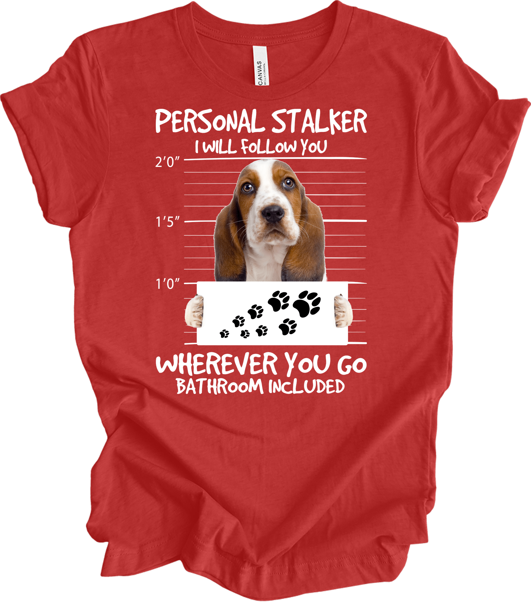 Basset Hound Stalker T-Shirt in Heather Red