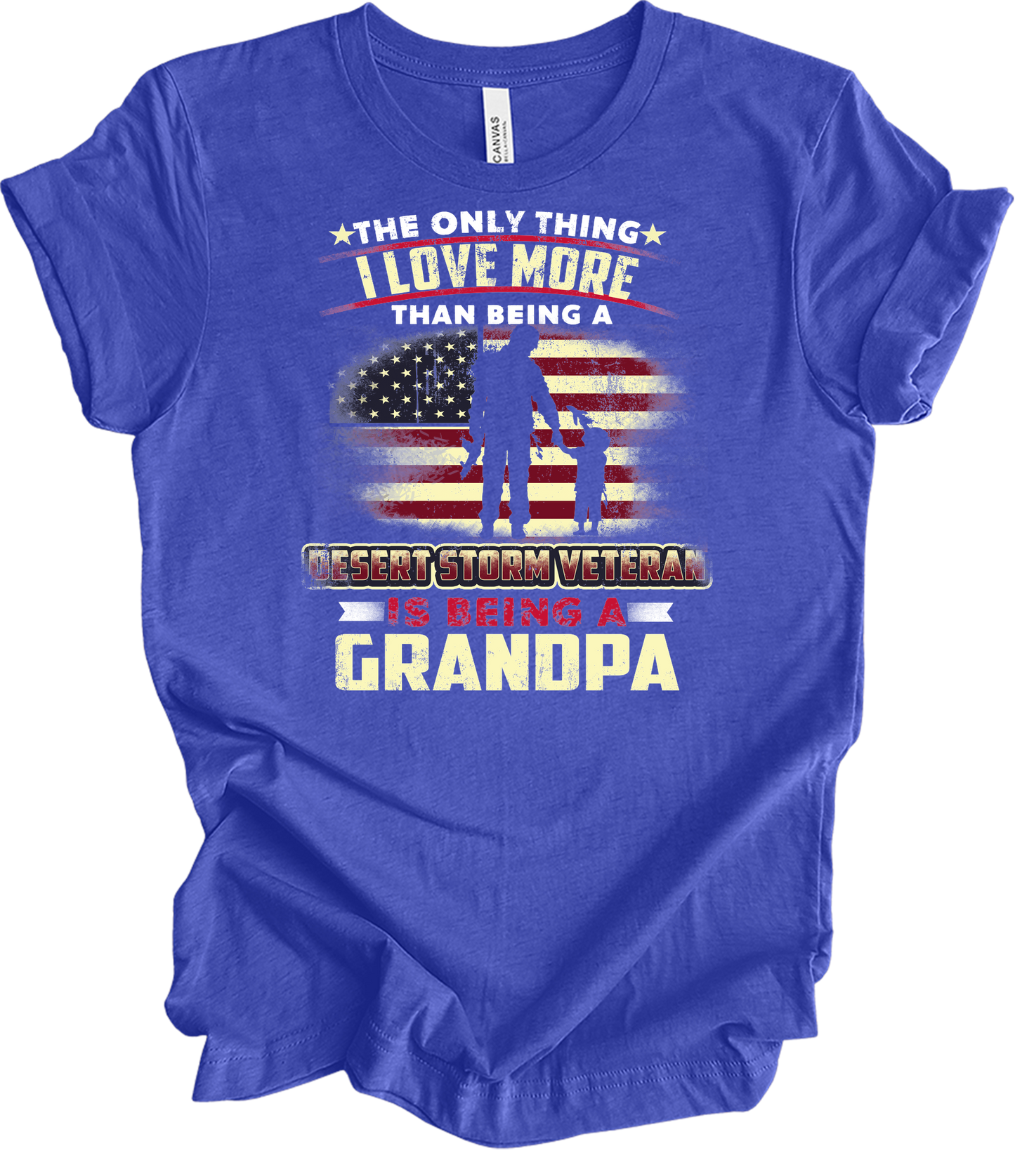 Veteran Grandpa Gift T-Shirt in Heather Royal