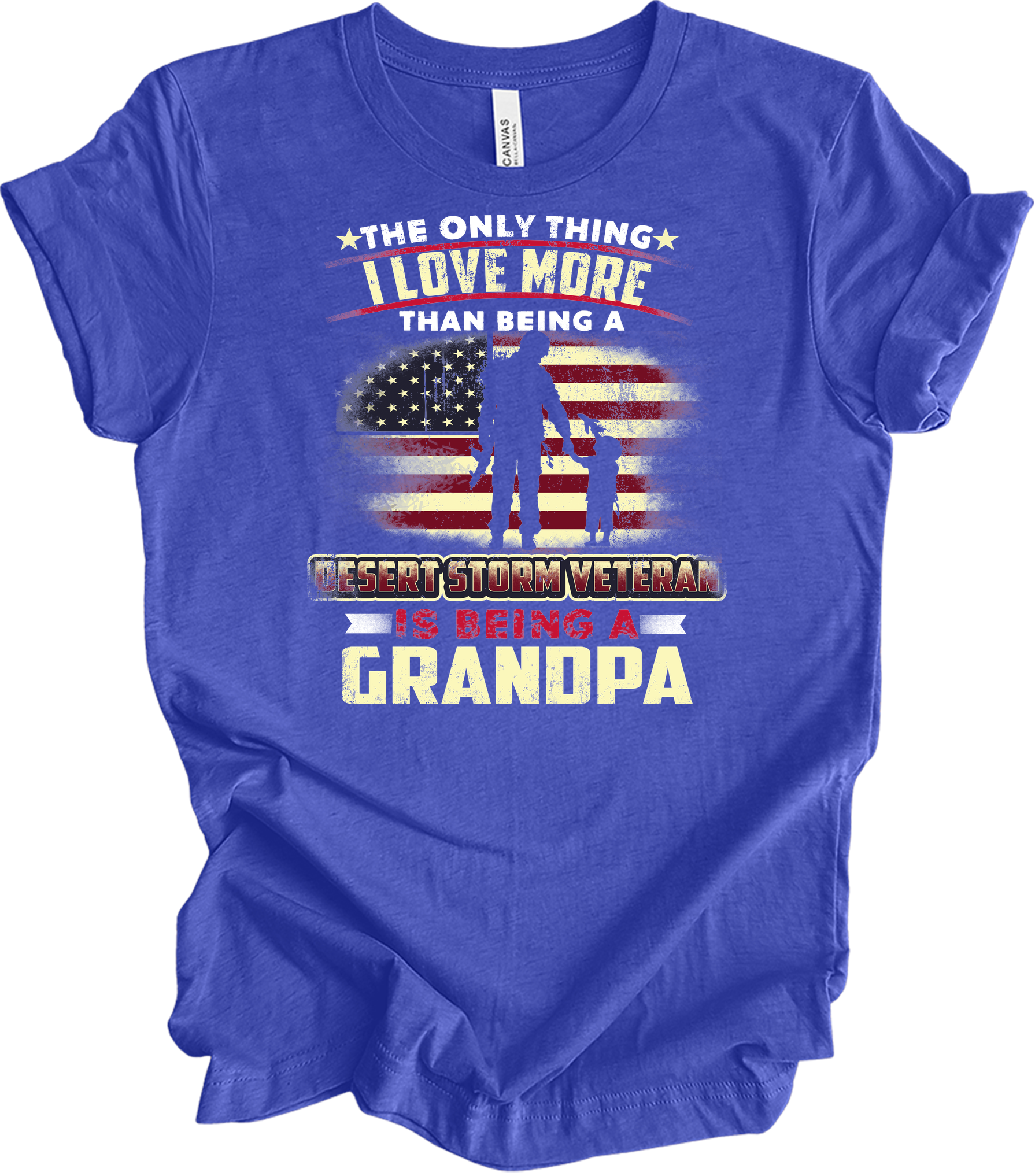Veteran Grandpa Gift T-Shirt in Heather Royal