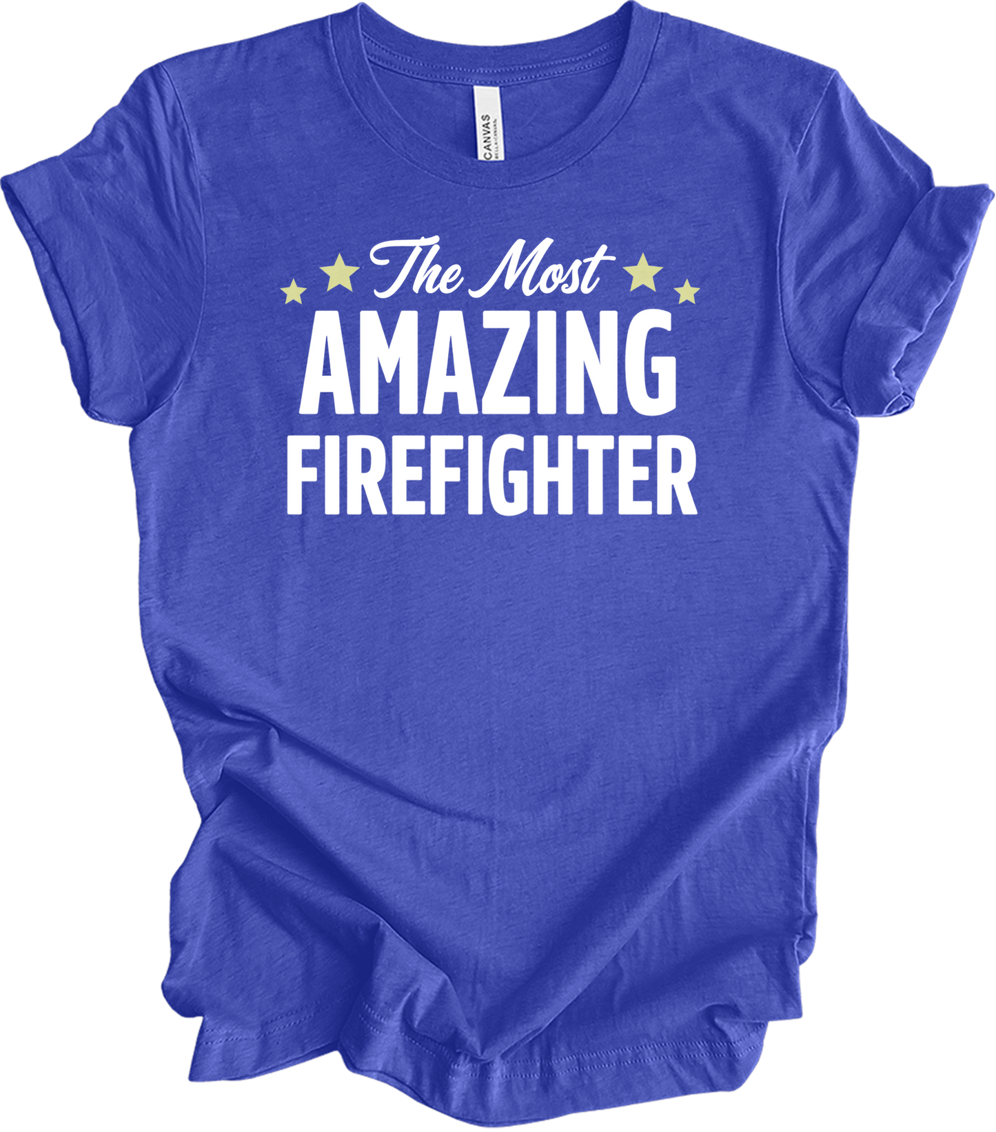Amazing Firefighter Gift T-Shirt in Heather Royal