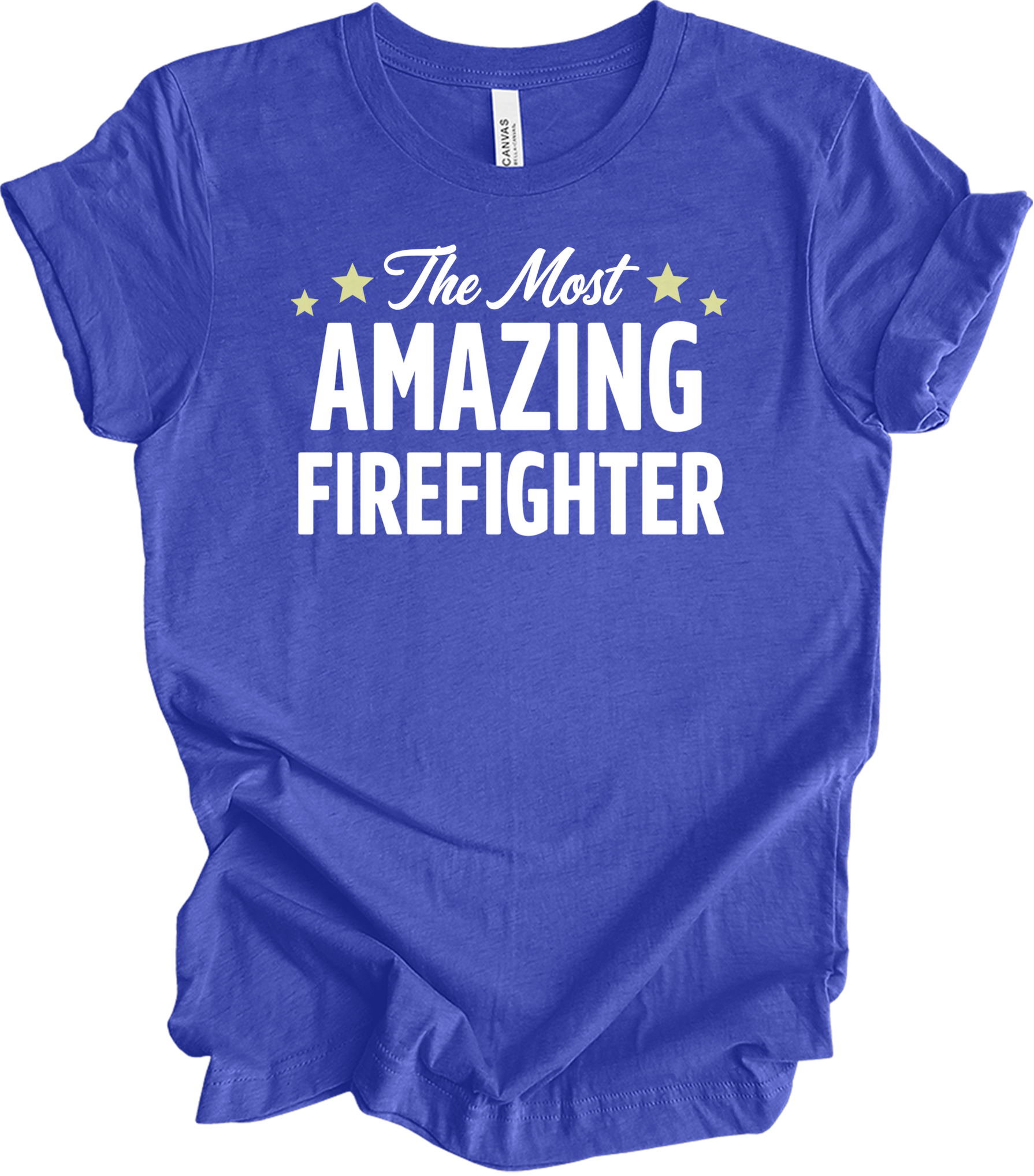 Amazing Firefighter Gift T-Shirt in Heather Royal