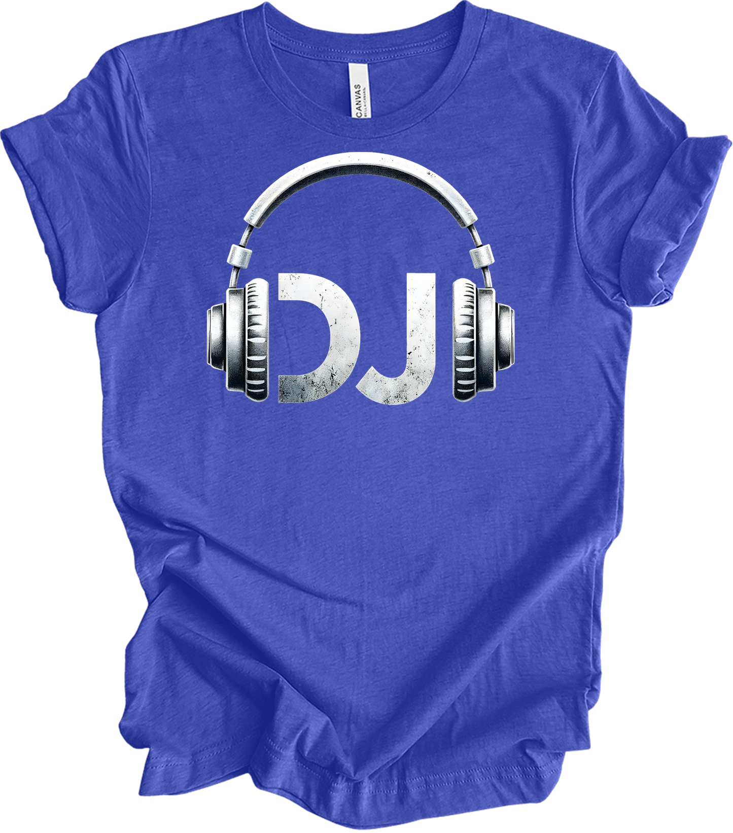 DJ Headphones Music T-Shirt in Heather Royal