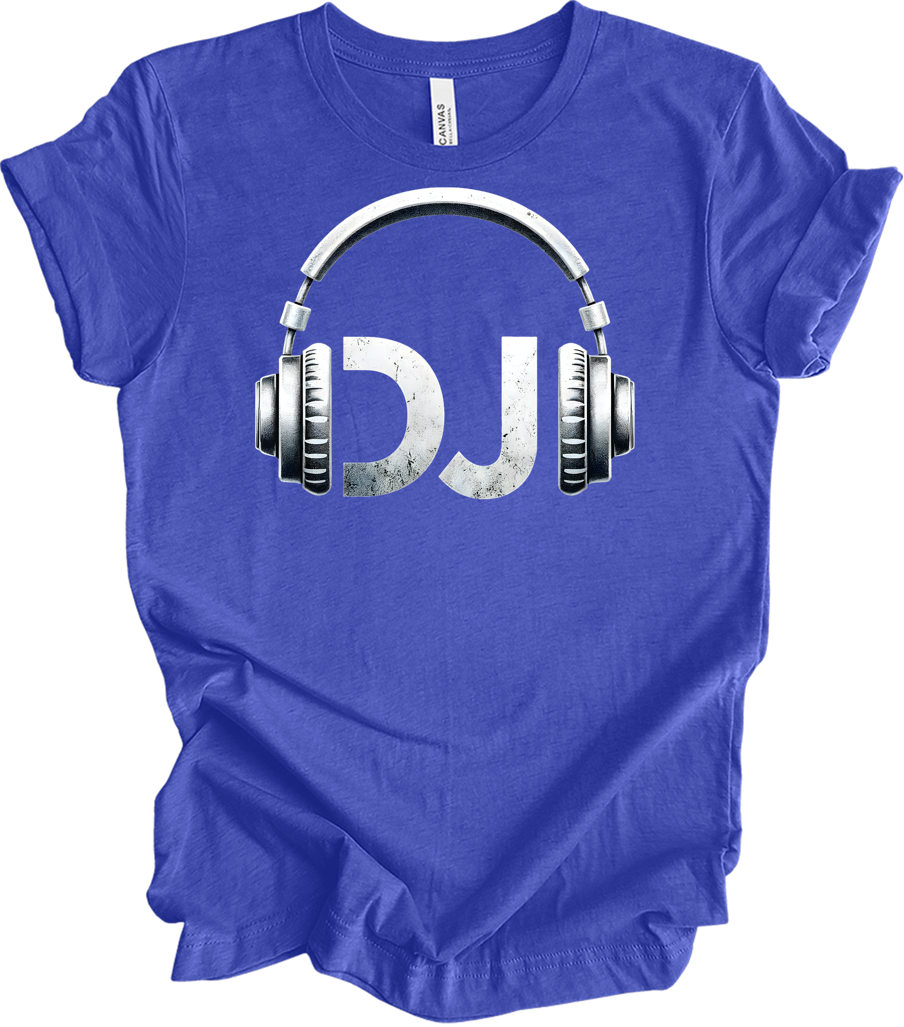 DJ Headphones Music T-Shirt in Heather Royal