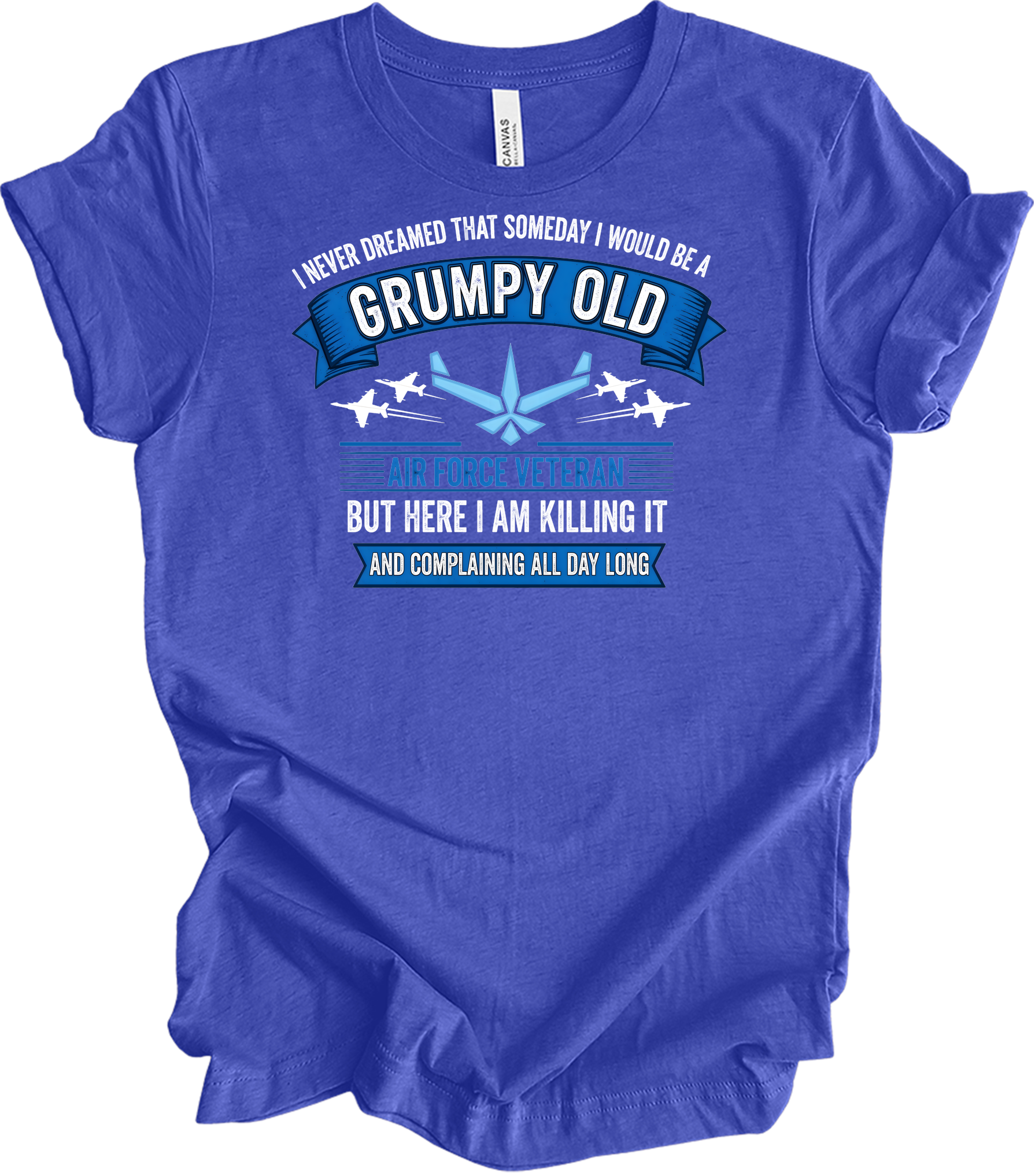 Grumpy Old Air Force Vet T-Shirt in Heather Royal