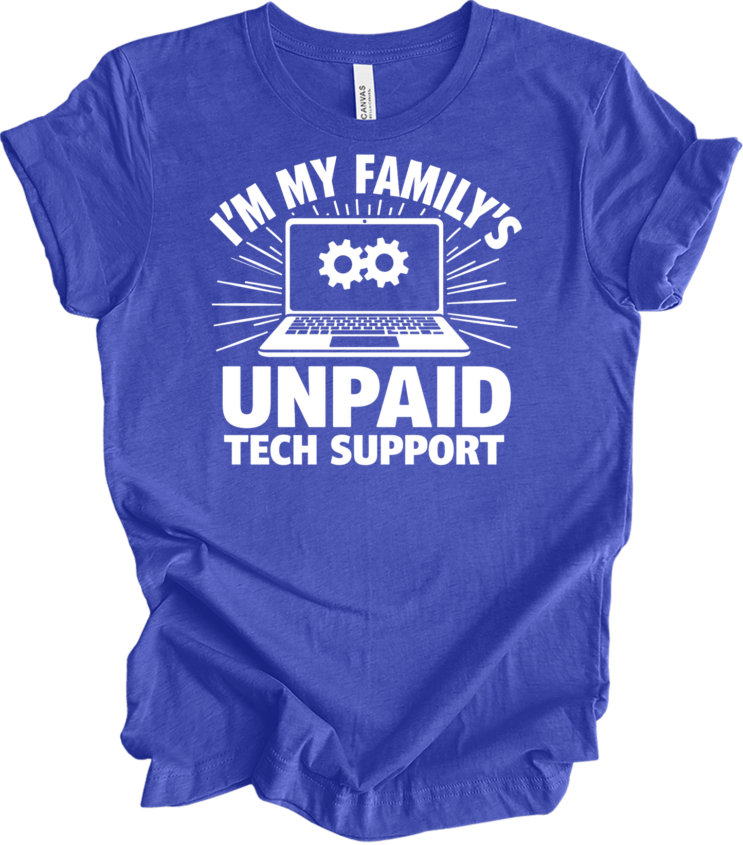 Unpaid Tech Support Funny T-Shirt in Heather Royal