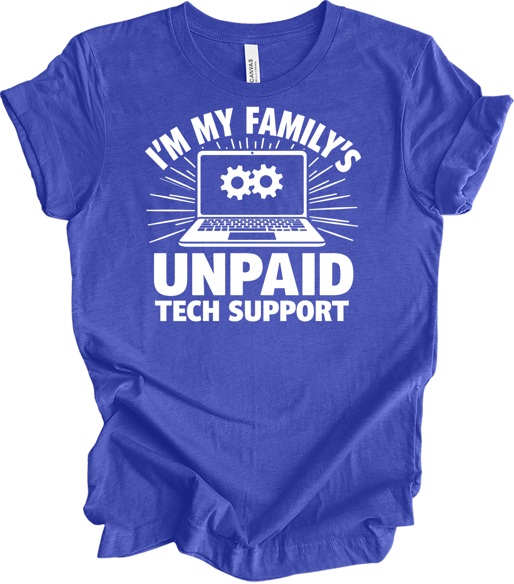 Unpaid Tech Support Funny T-Shirt in Heather Royal