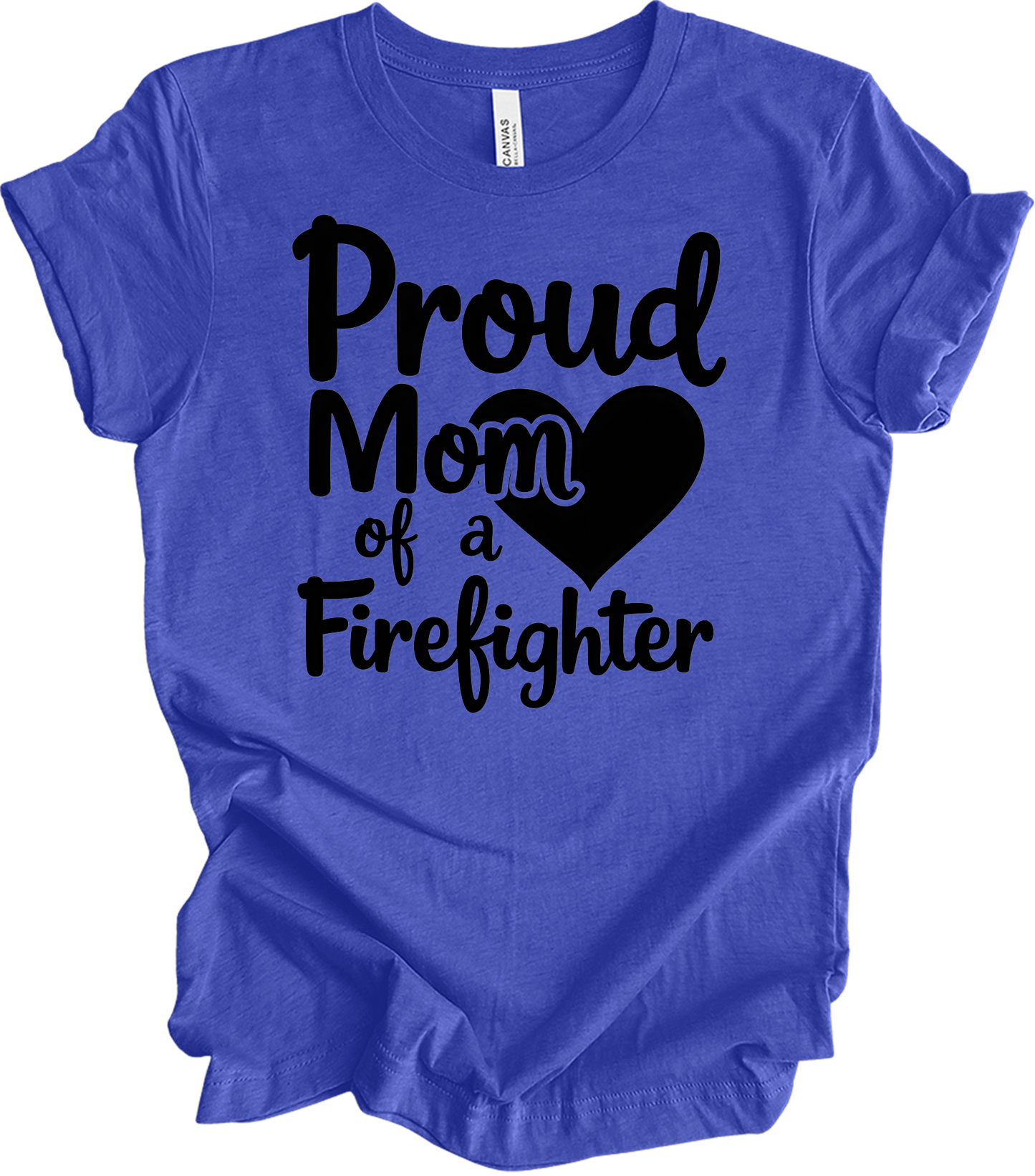 Proud Firefighter Mom T-Shirt in Heather Royal