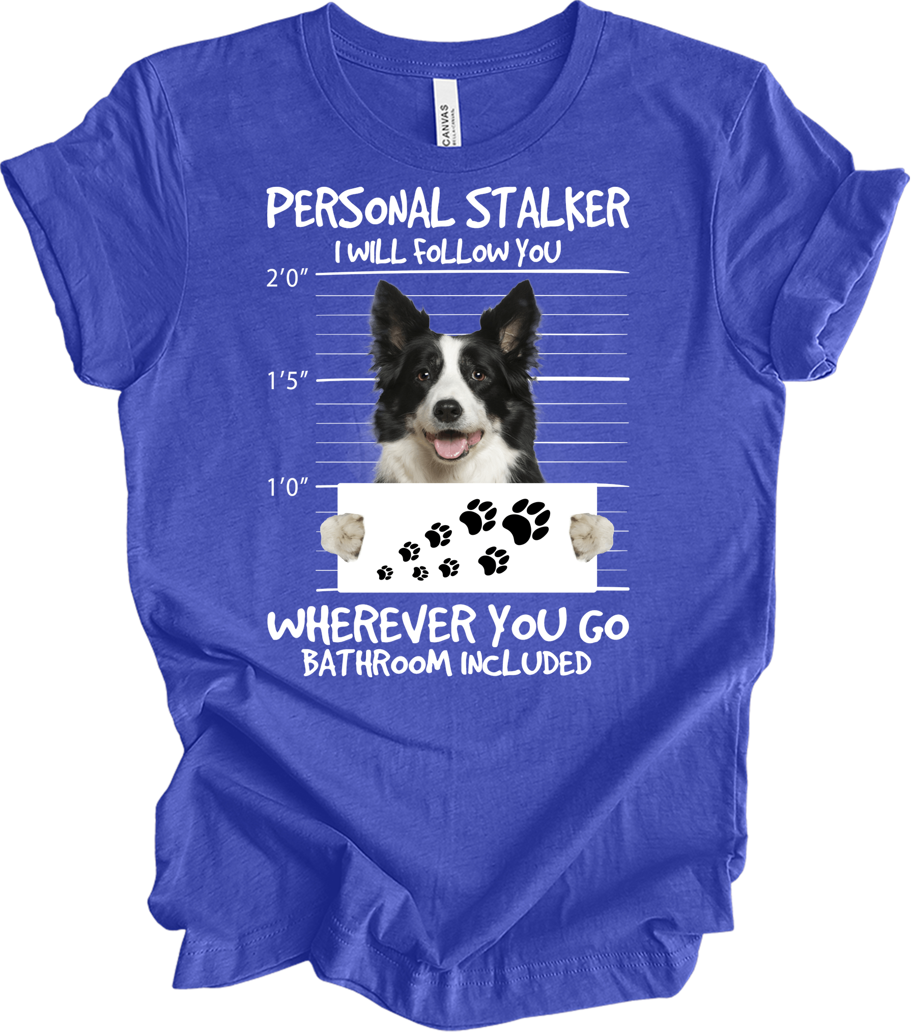 Border Collie Peeking Dog - Funny Collie Lover Gift T-Shirt in Heather Royal