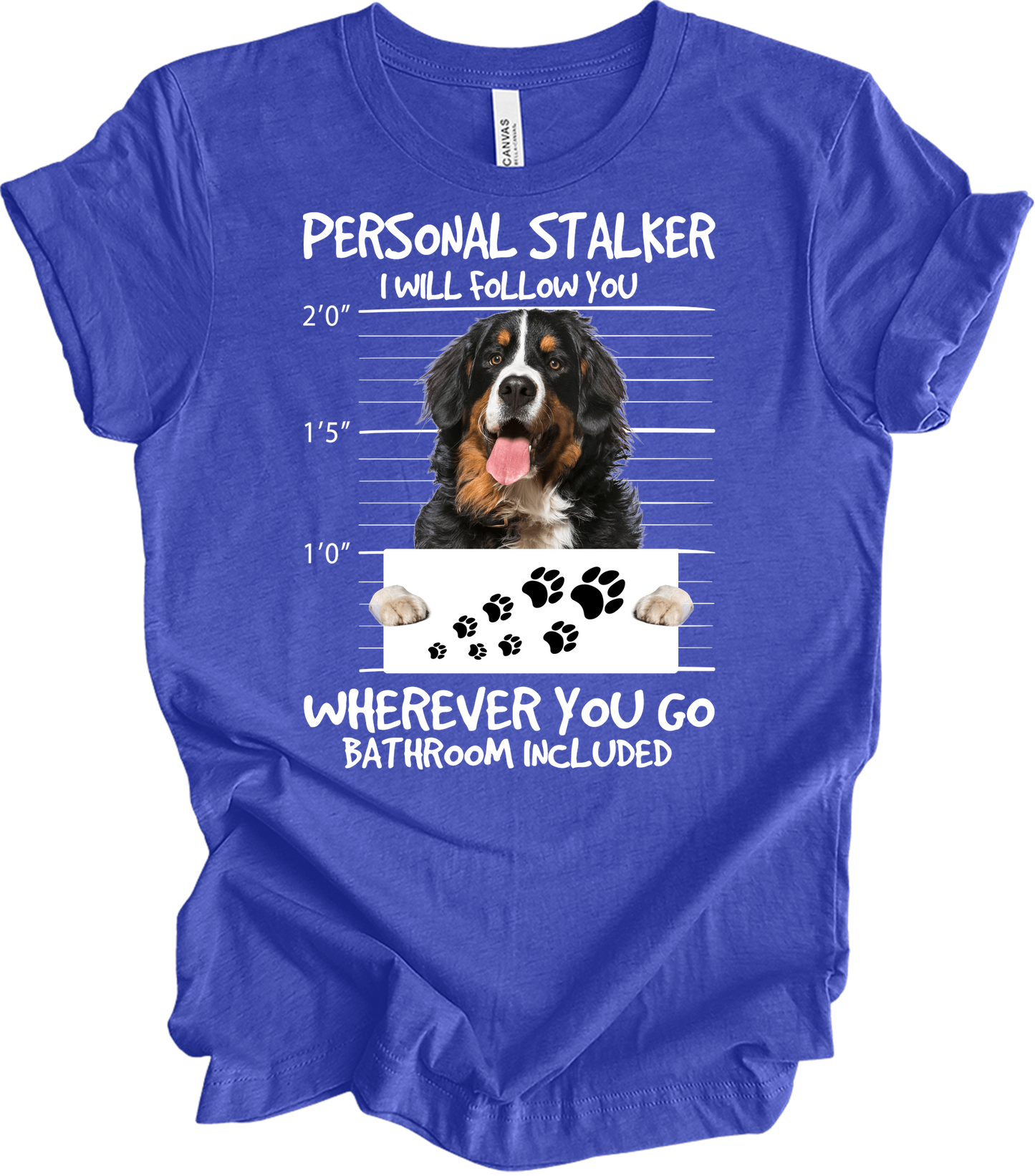Bernese Dog Stalker Unisex T-Shirt in Heather Royal