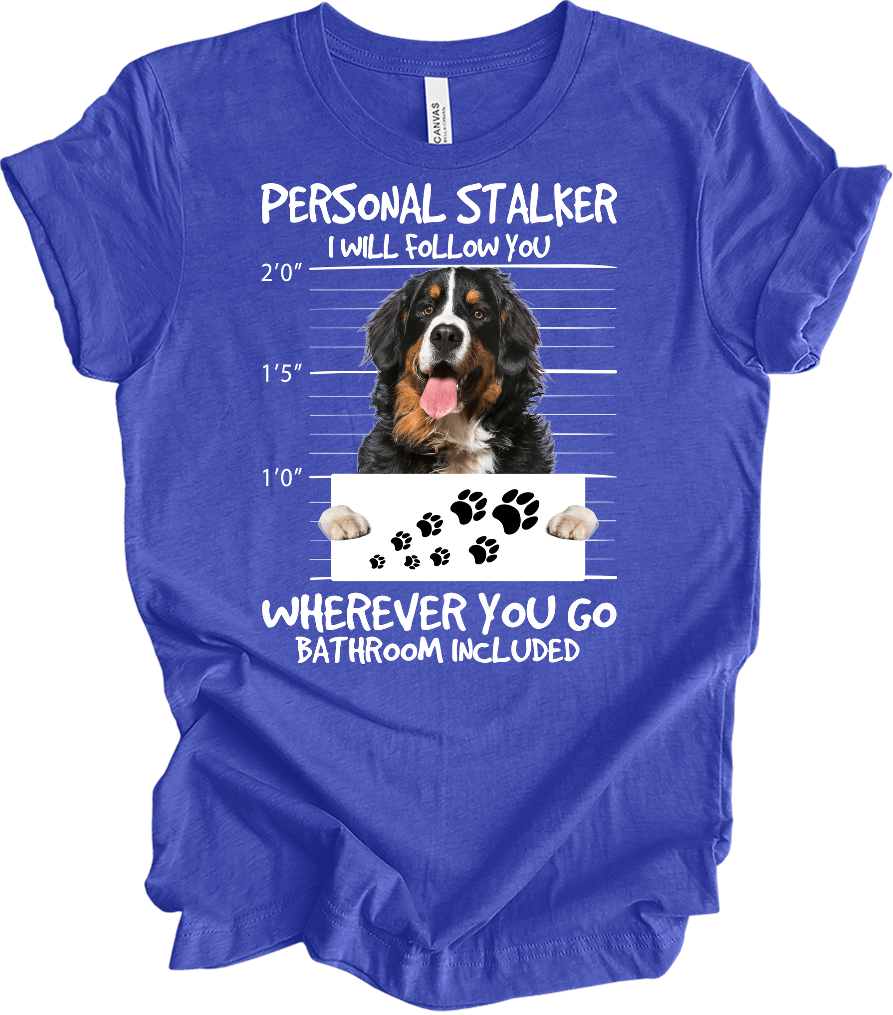 Bernese Dog Stalker Unisex T-Shirt in Heather Royal