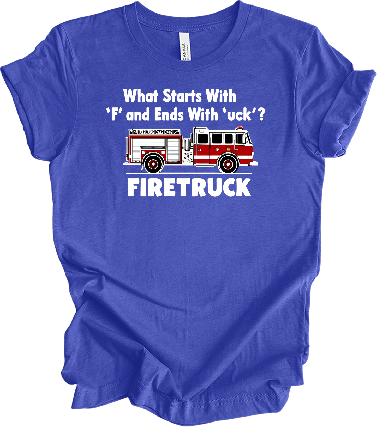 Funny Fire Truck T-Shirt in Heather Royal