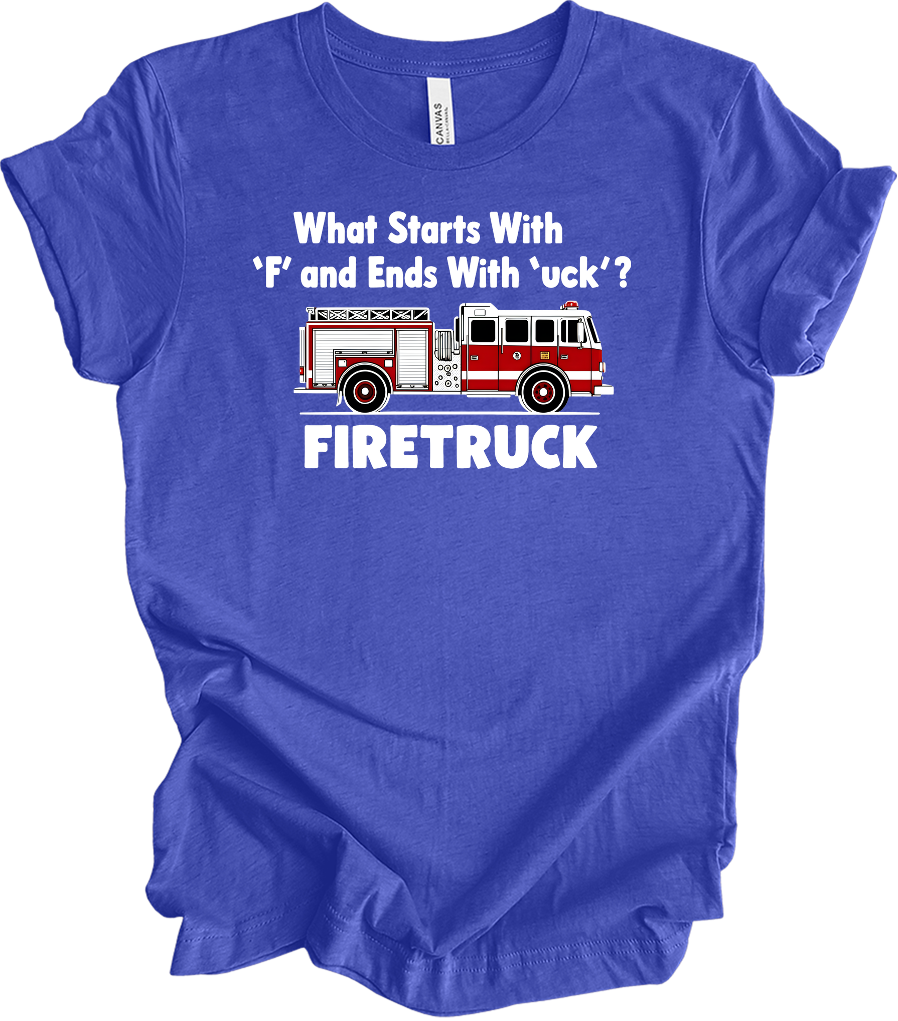 Funny Fire Truck T-Shirt in Heather Royal