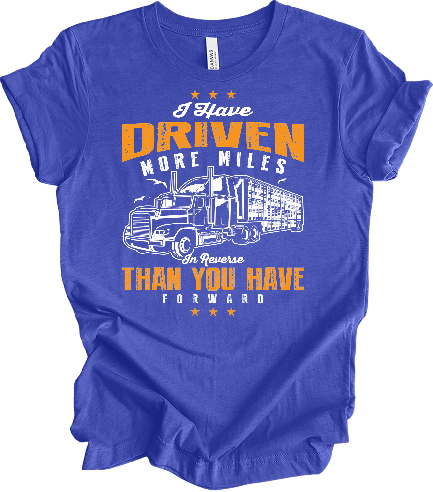 Truck Driver Reverse Miles T-Shirt in Heather Royal