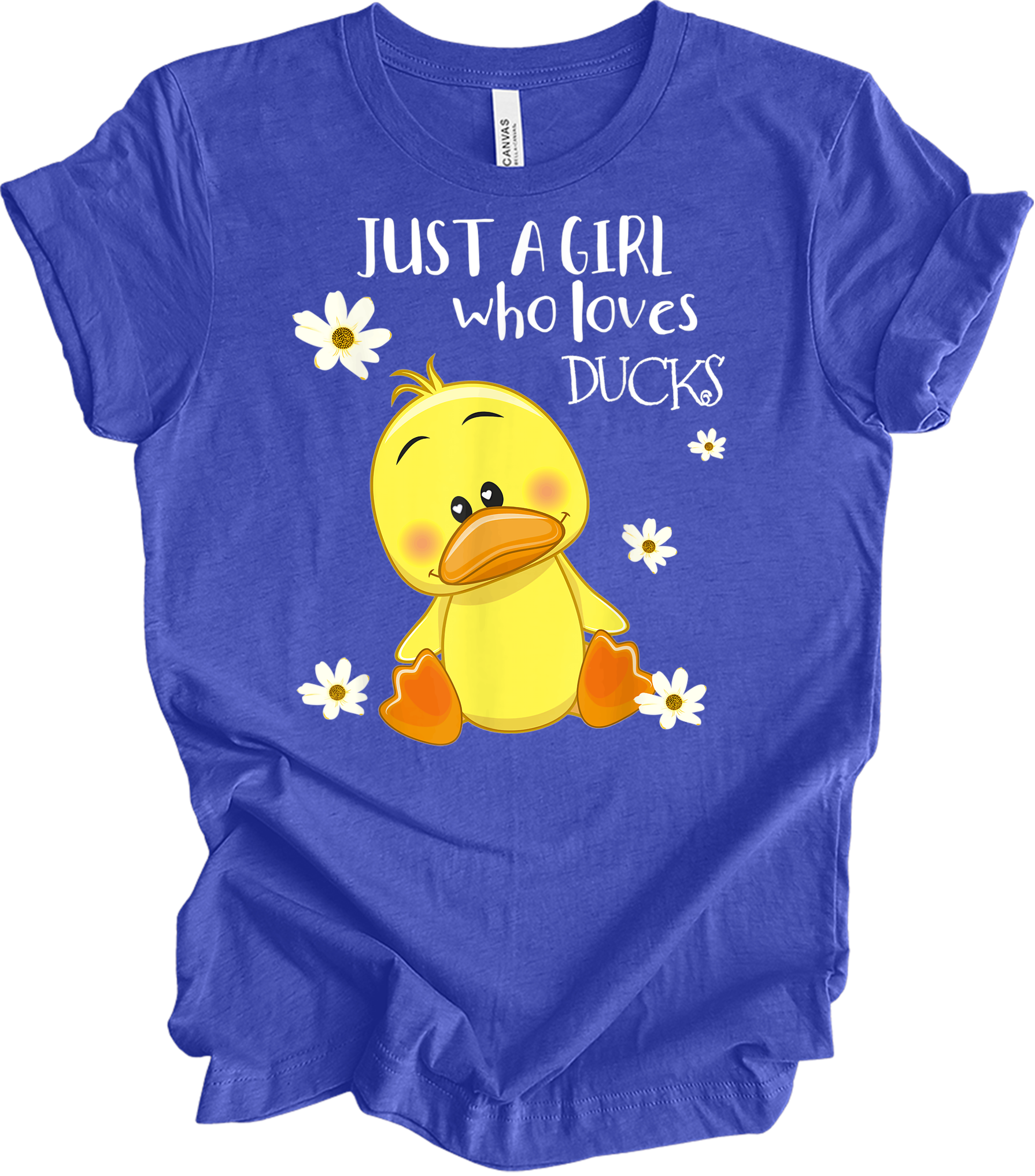 Just a Girl Who Loves Ducks - Cute Duck Lover T-Shirt in Heather Royal