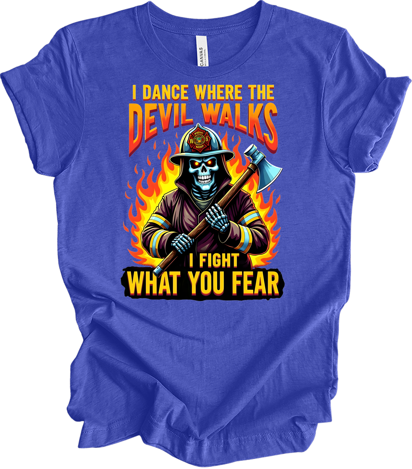 Firefighter - Devil Walks T-Shirt in Heather Royal