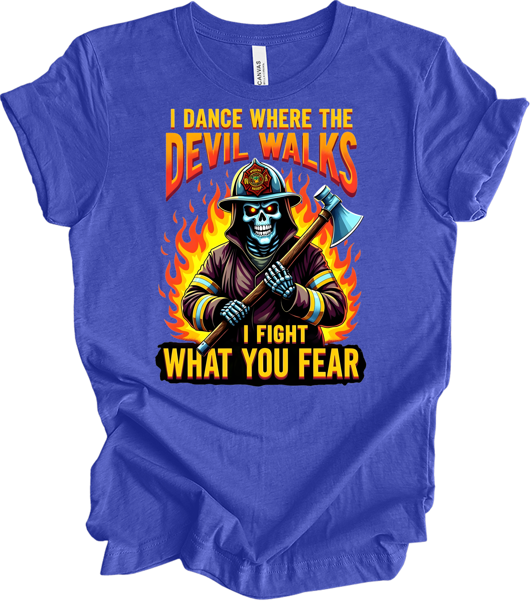 Firefighter - Devil Walks T-Shirt in Heather Royal