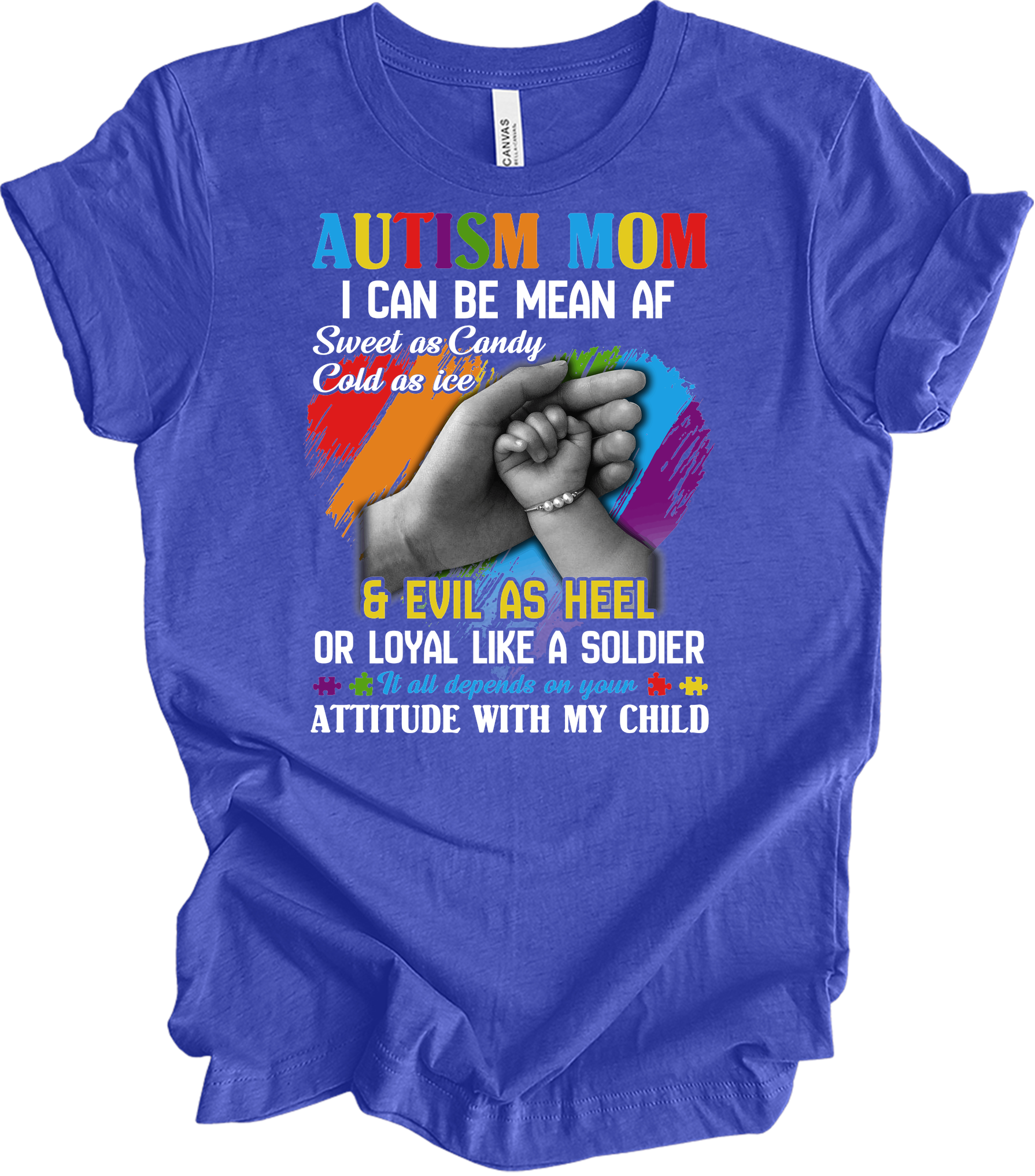 Autism Mom - Autism Awareness Puzzle Heart T-Shirt in Heather Royal