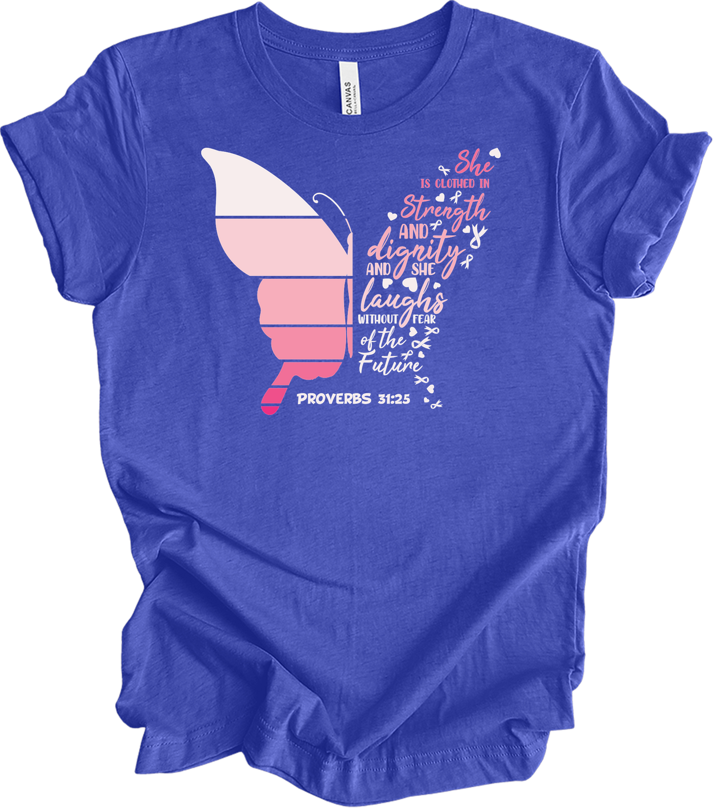 Butterfly Breast Cancer T-Shirt in Heather Royal