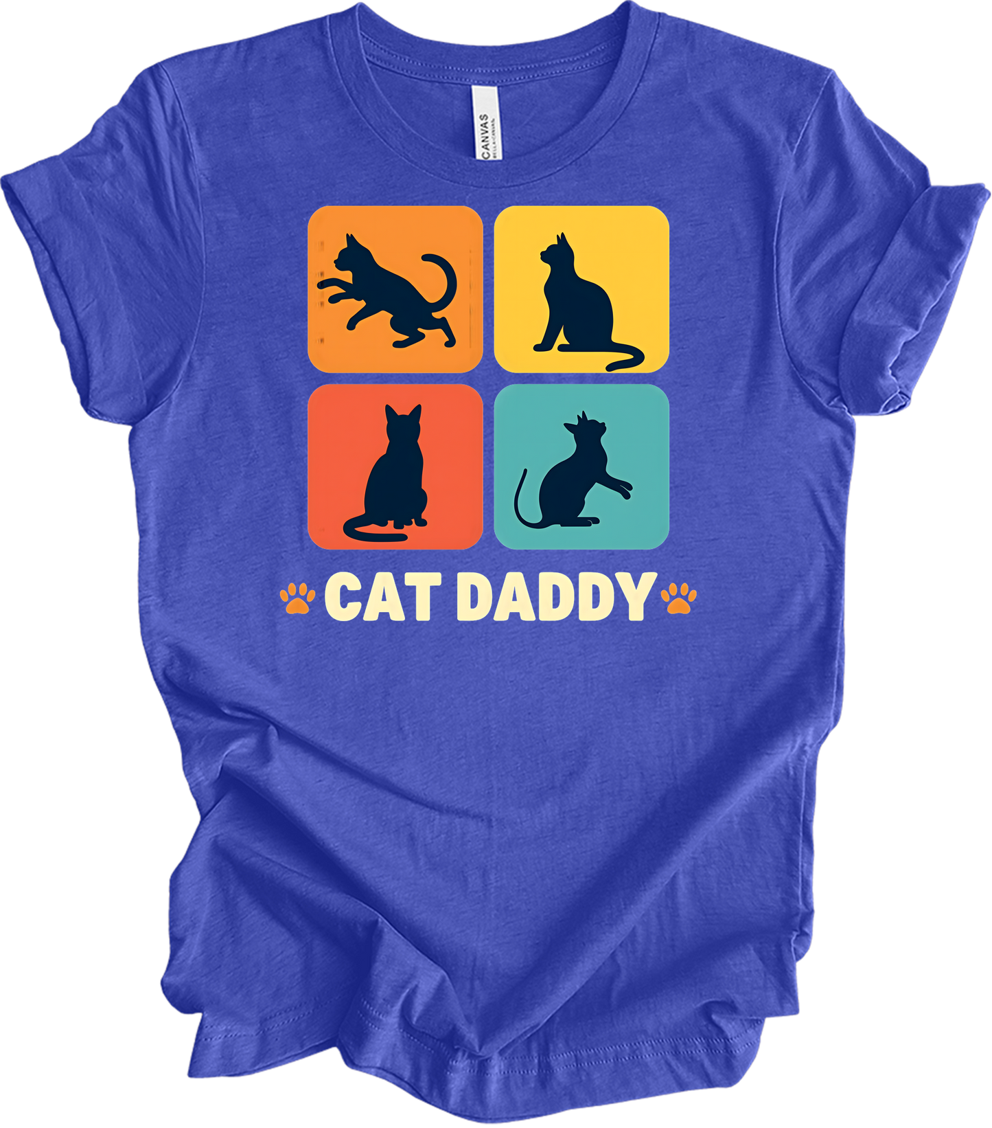 Cat Daddy Retro for Men T-Shirt in Heather Royal