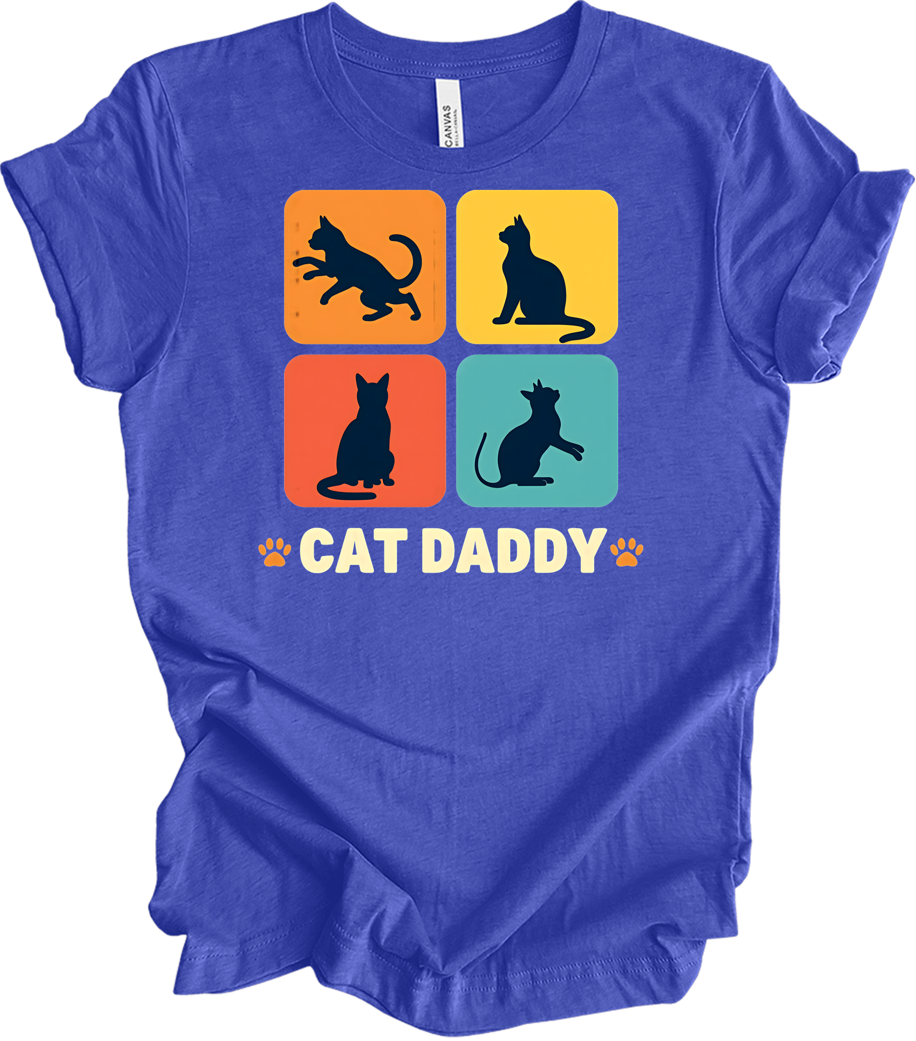 Cat Daddy Retro for Men T-Shirt in Heather Royal